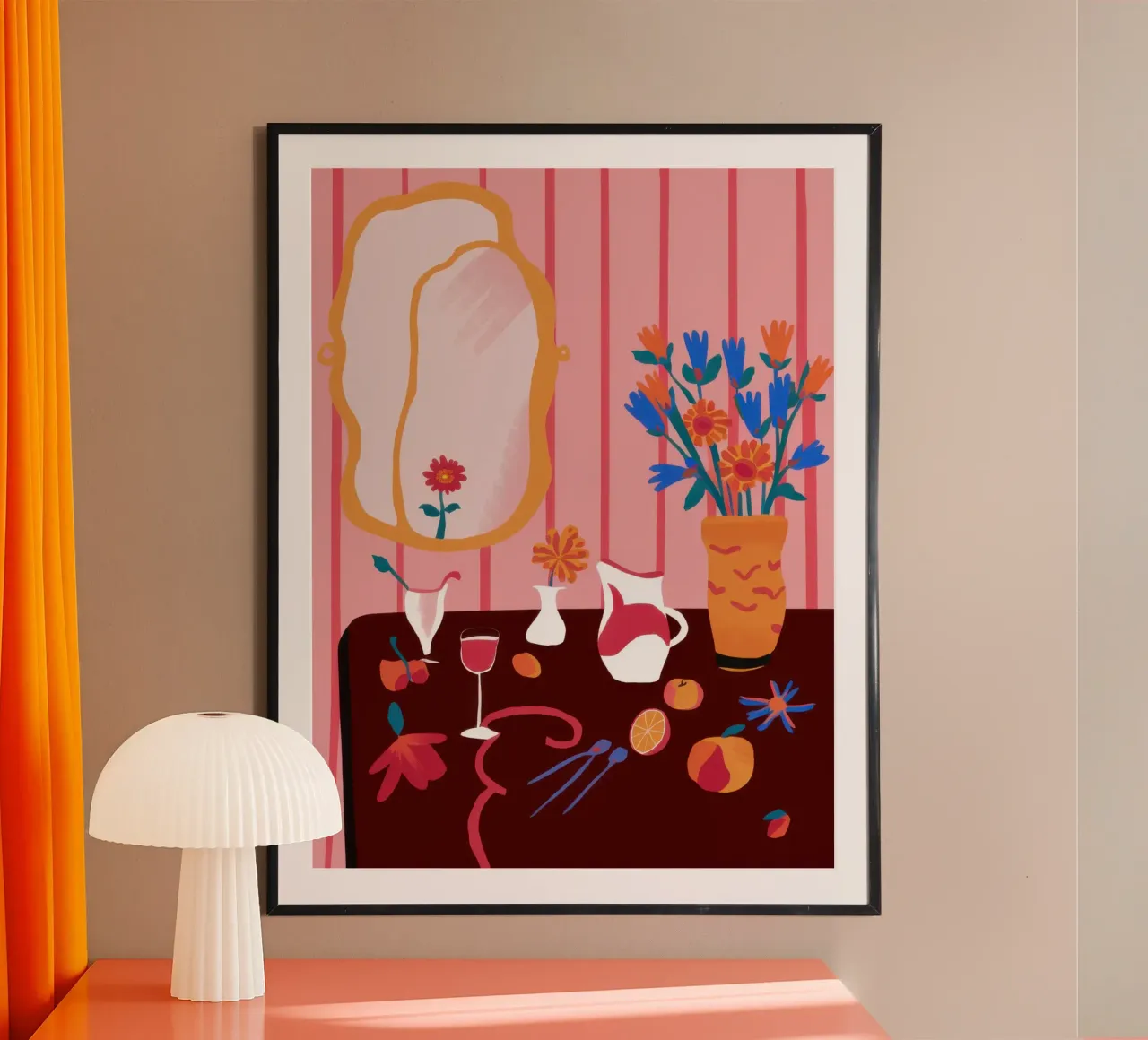 Una stravagante natura morta a specchio poster con telaio in alluminio da Hollow Years