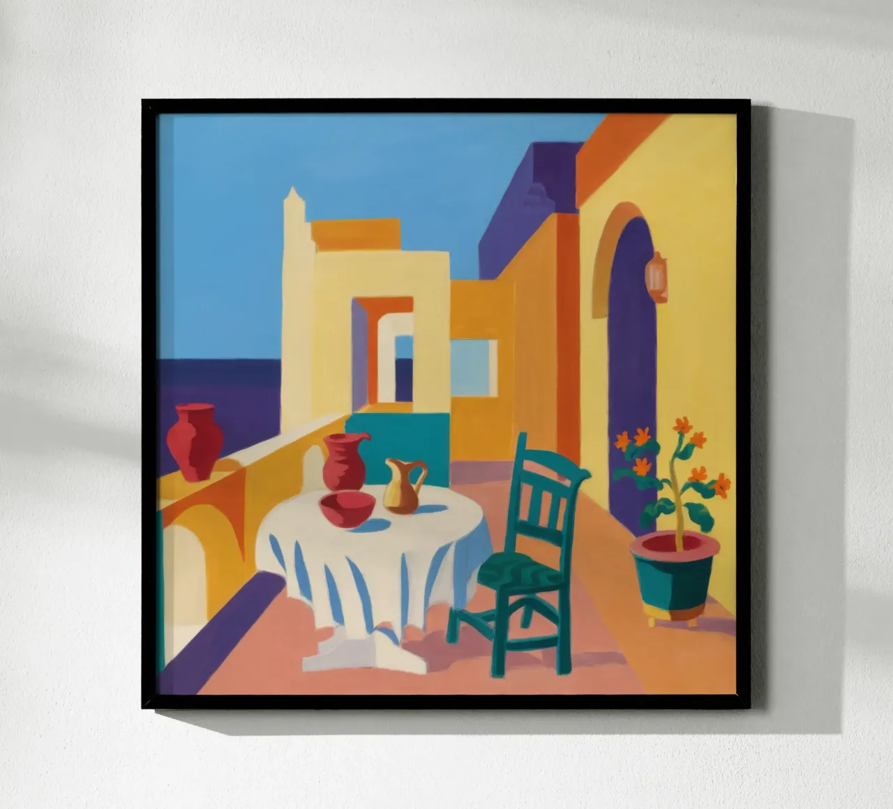 Patio Luncheon Vista poster con telaio in alluminio da Mossy Pigment