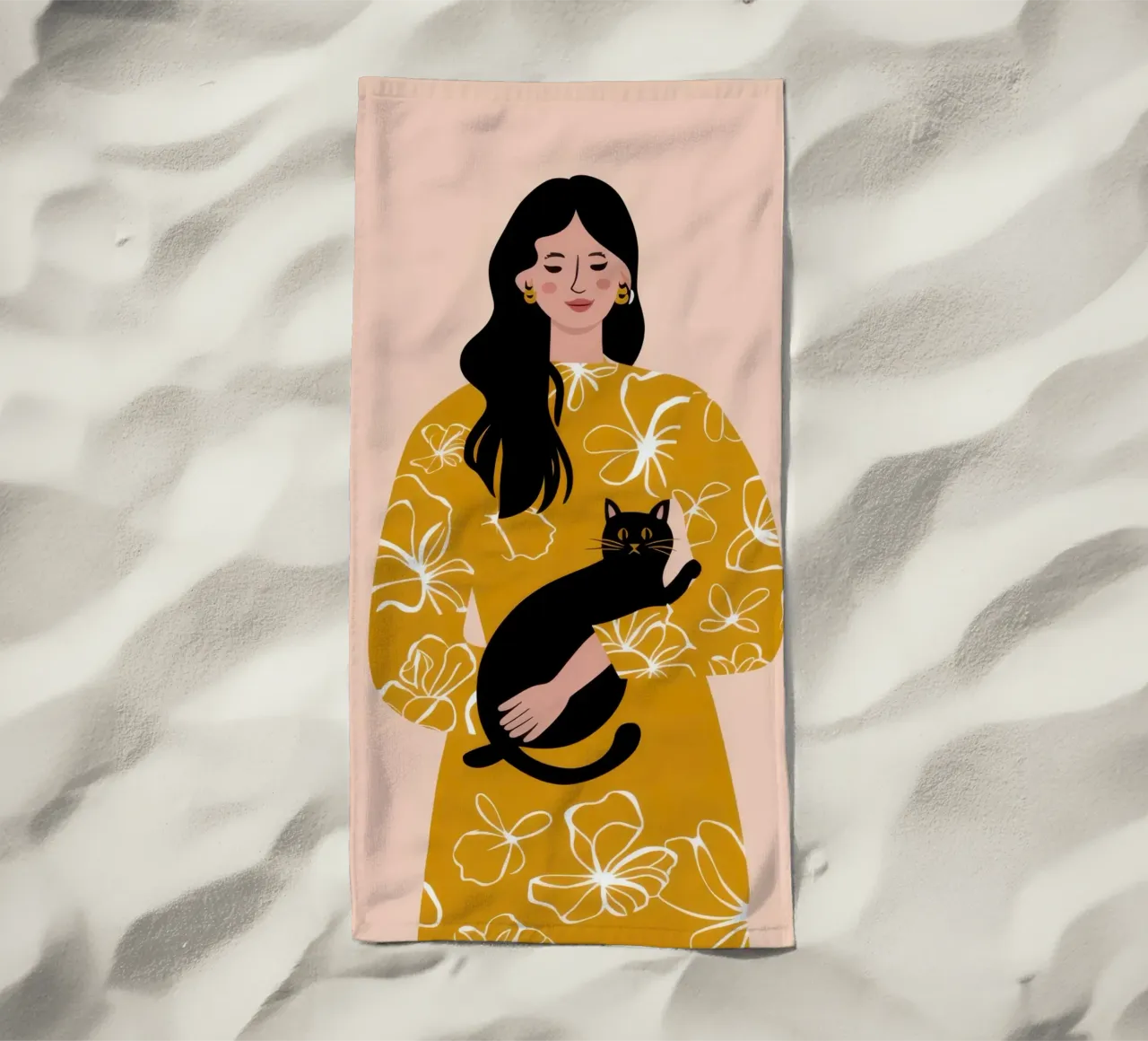 Golden Floral Embrace Strandtuch von Hollow Years