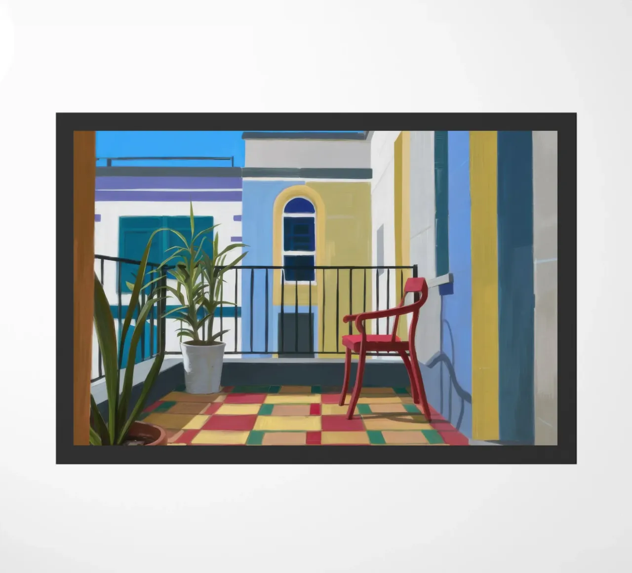 Chromatic Balcony View doormat by Mossy Pigment