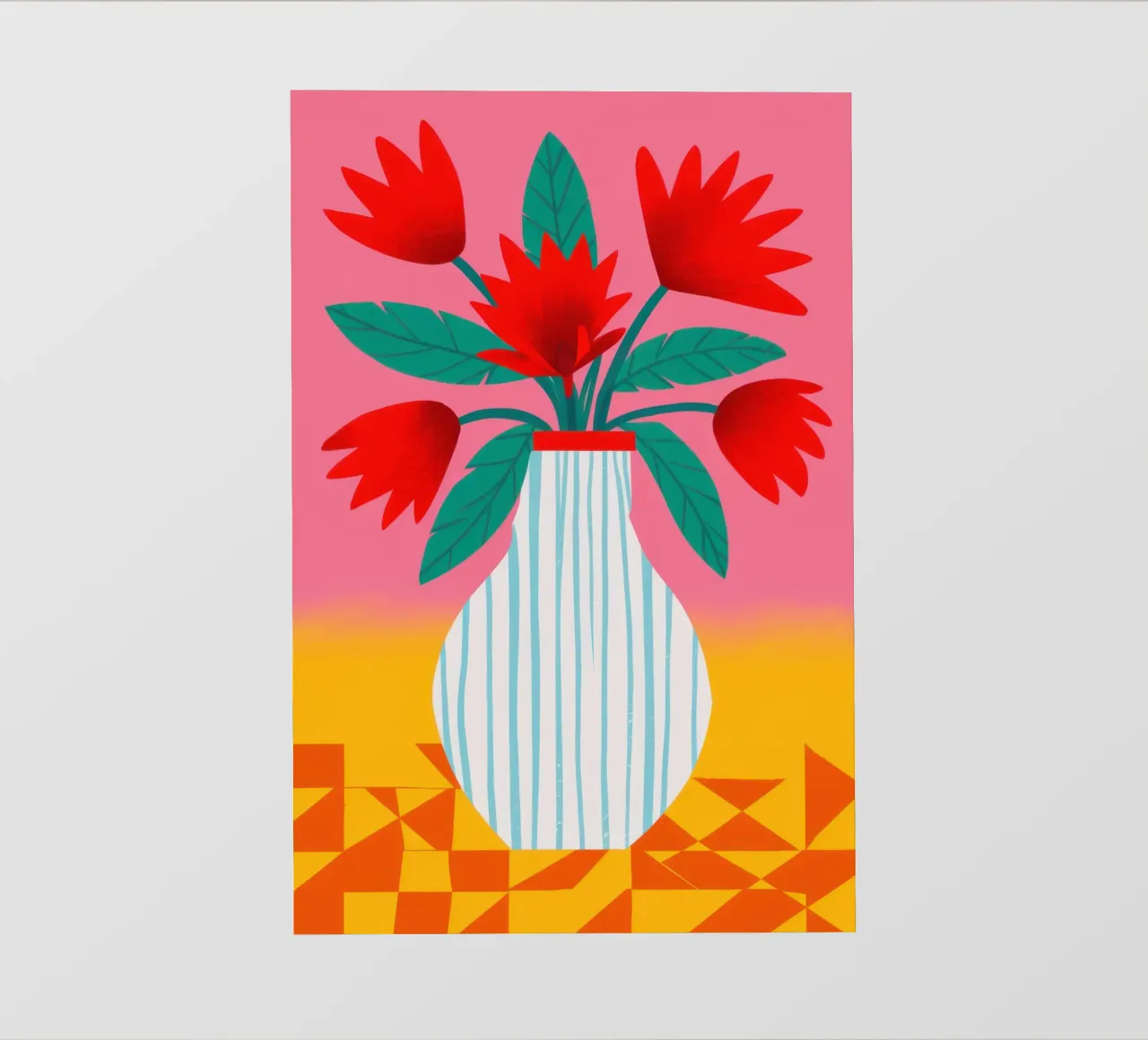 Vase à carreaux tulipes rouges film rétro-éclairé de Sentinel Glow