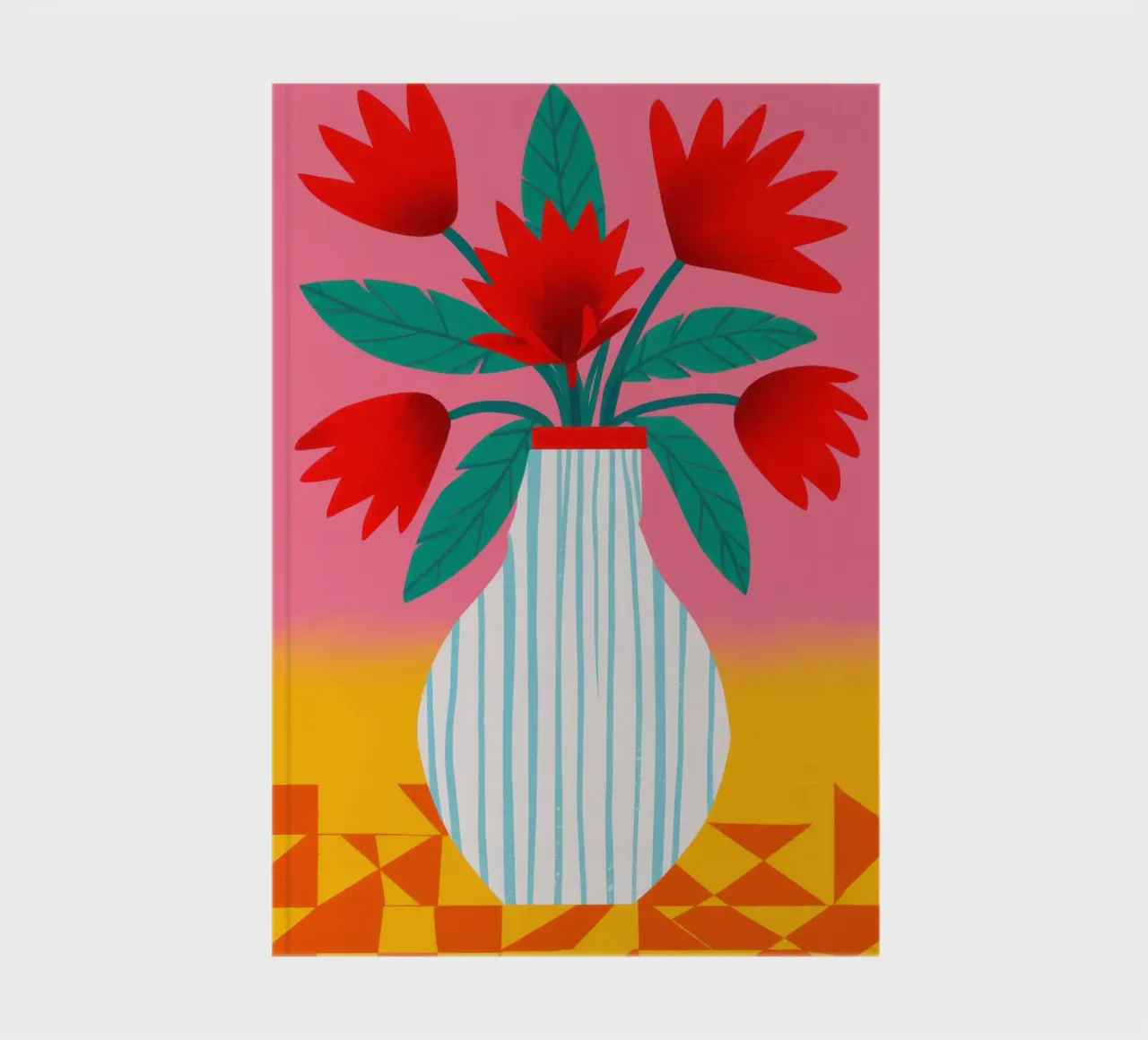 Red Tulips Checkered Vase notebook by Sentinel Glow