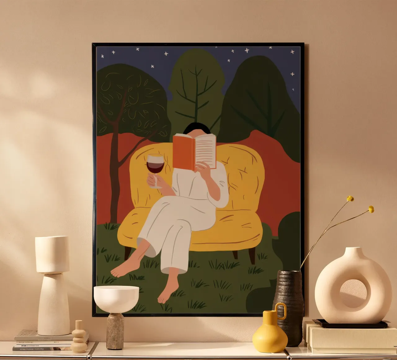 Lecture du jardin Repose poster de Mossy Pigment