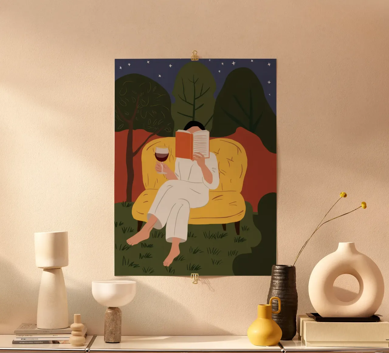 Lecture du jardin Repose poster de Mossy Pigment