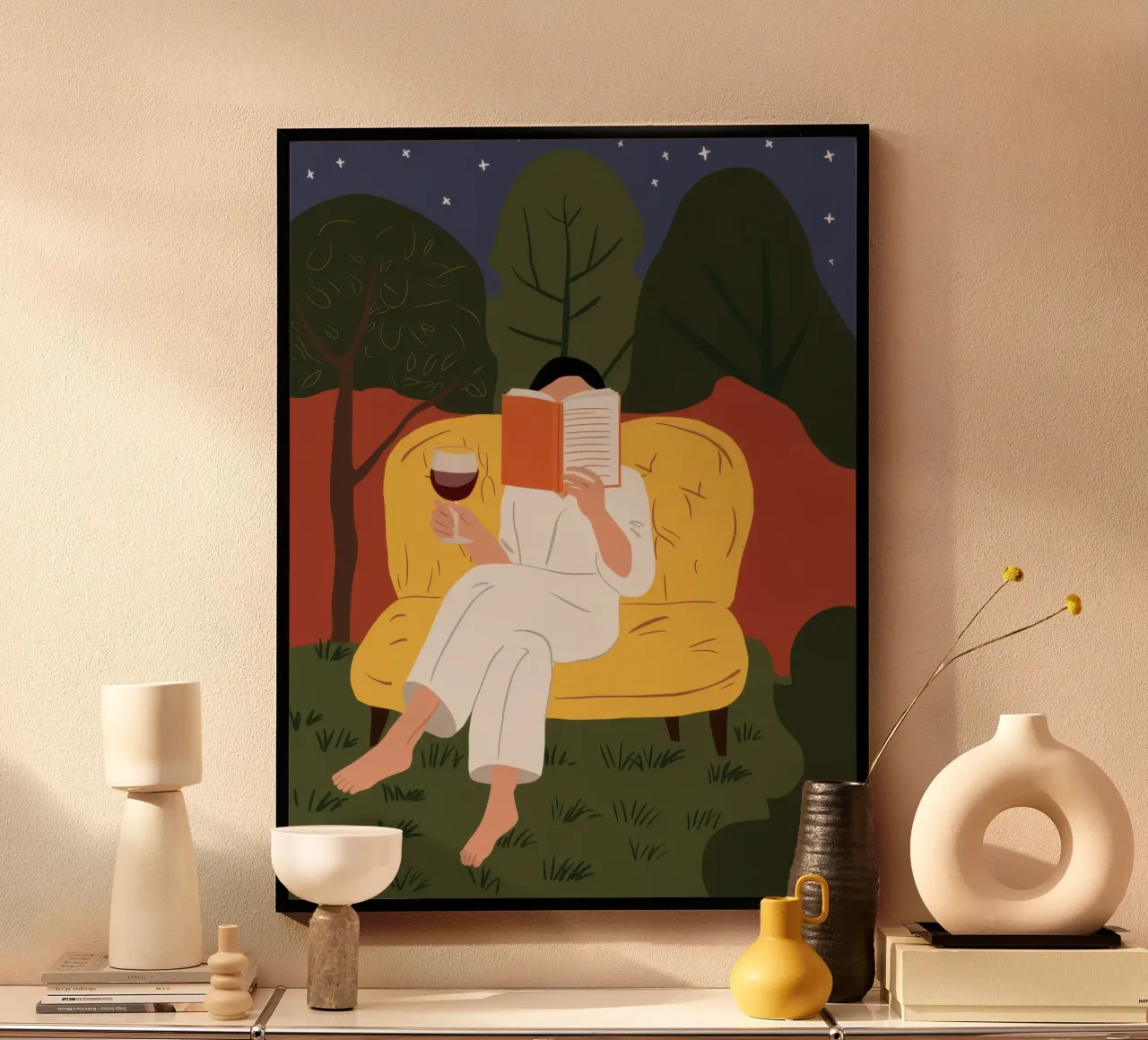 Lecture du jardin Repose poster de Mossy Pigment