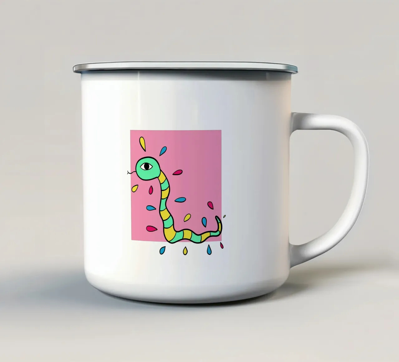 Snake and pink tazza in smalto da BAINAI