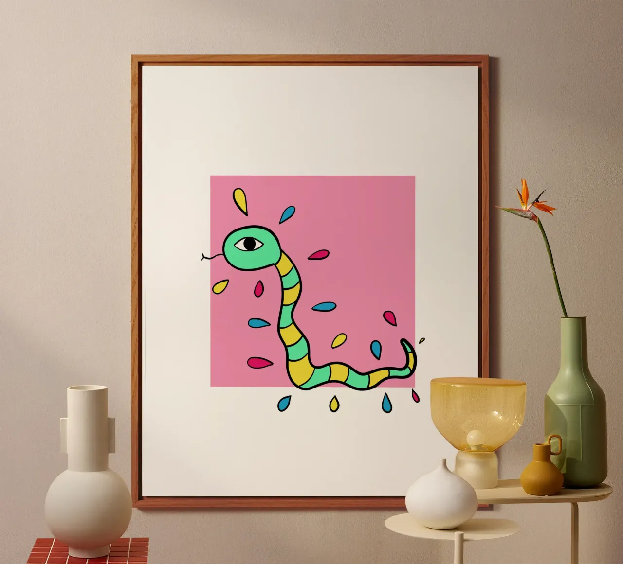 Snake and pink alluminio dibond da BAINAI