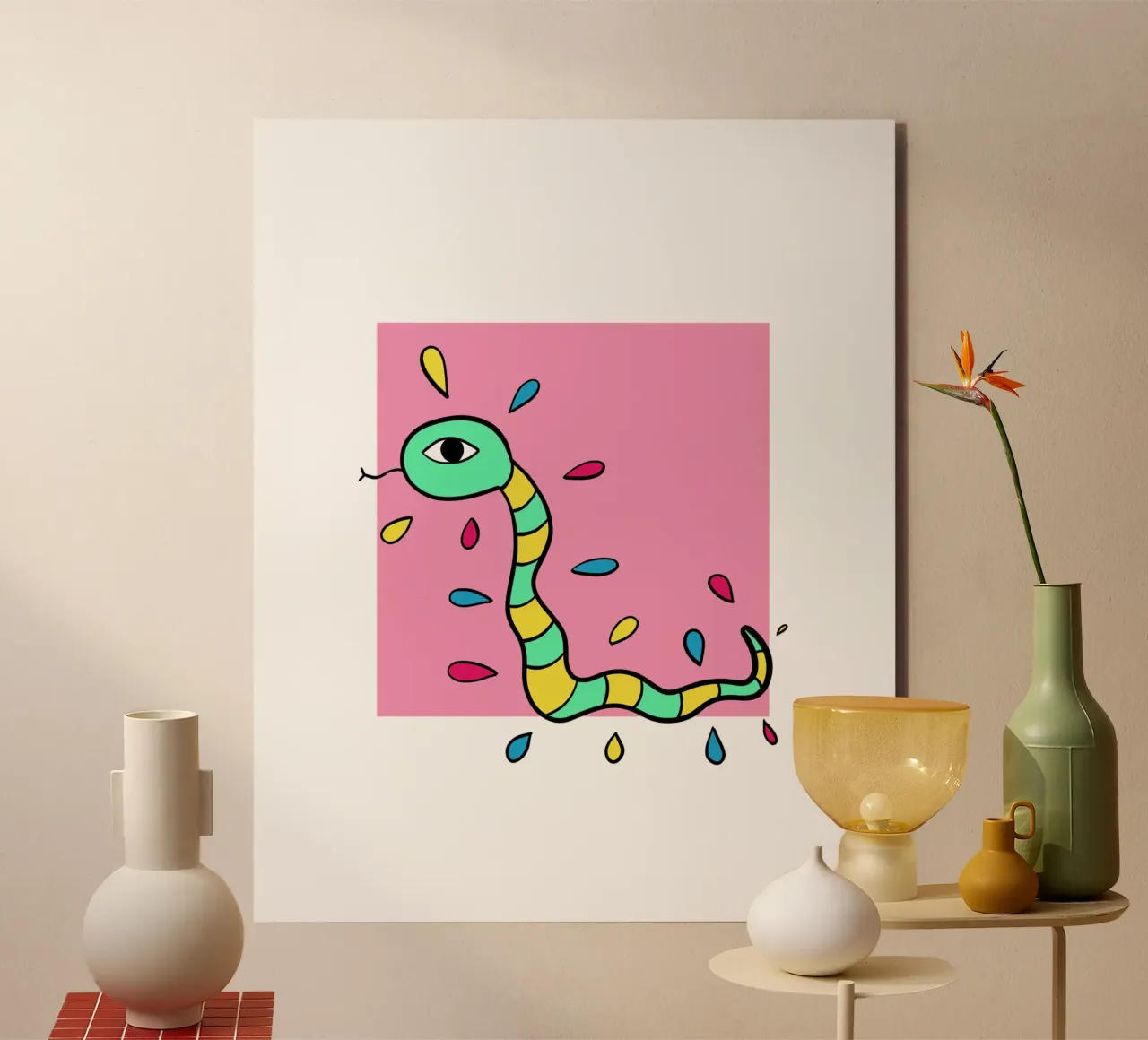 Snake and pink alluminio dibond da BAINAI