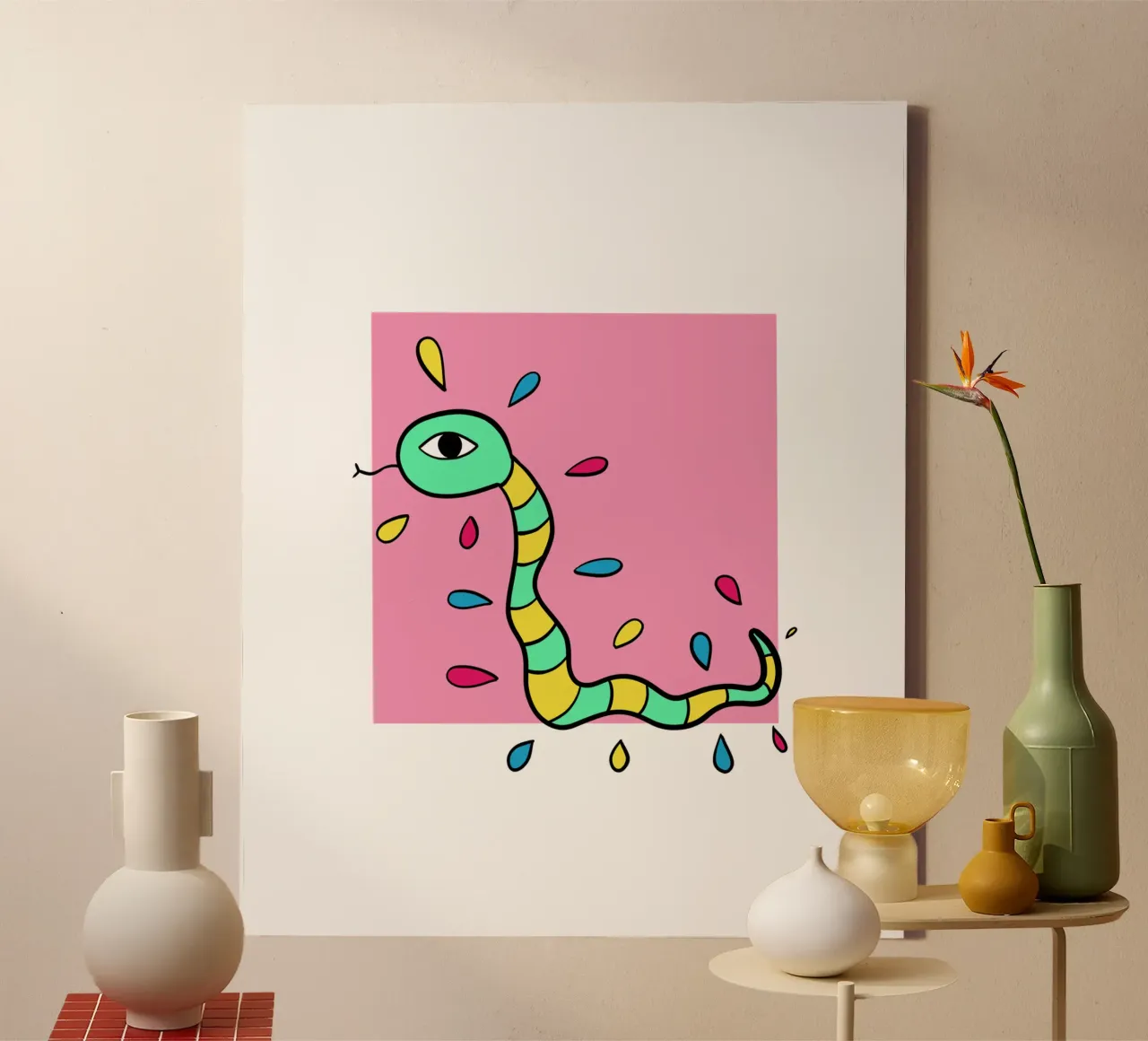 Snake and pink tela da BAINAI