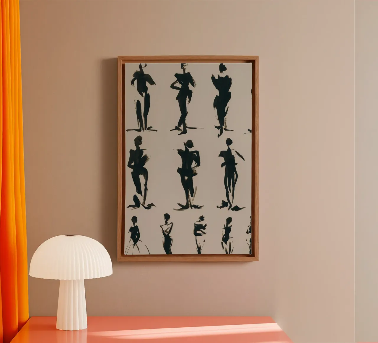 Monochrome Movement Study canvas with Floater frame by Mossy Pigment