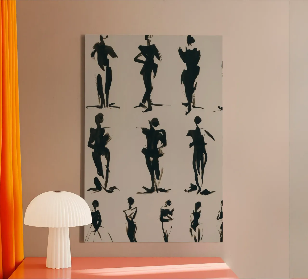 Monochrome Movement Study canvas with Floater frame by Mossy Pigment
