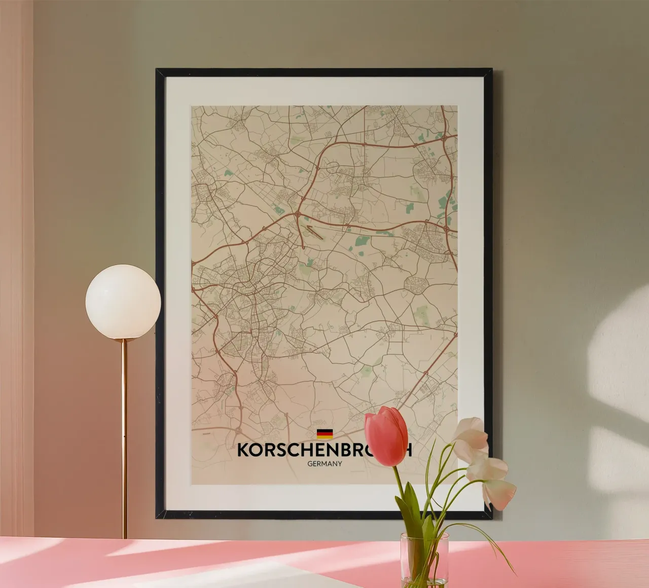 Korschenbroich DE poster con telaio in legno da Rick Thompson