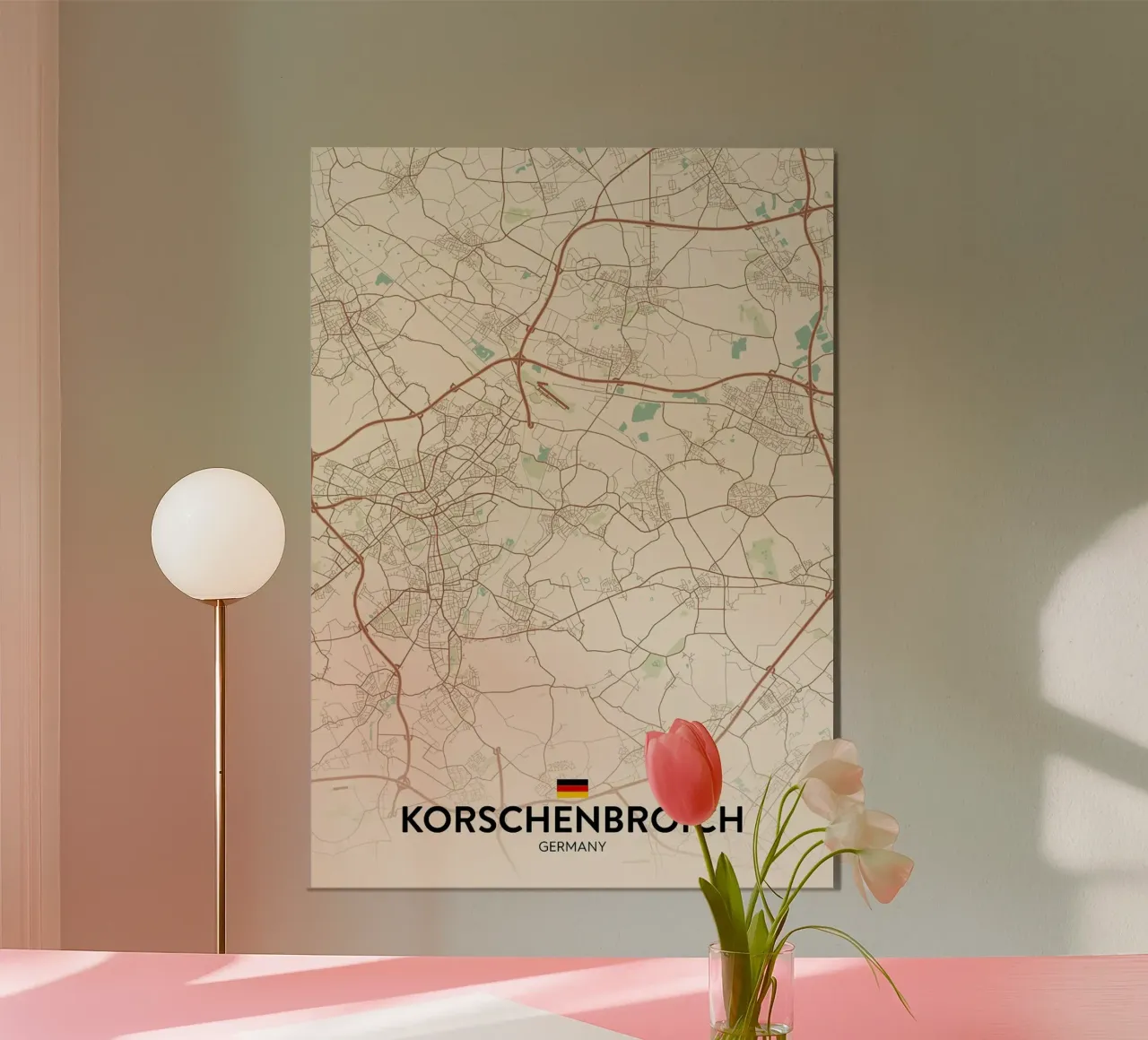Korschenbroich DE poster con telaio in legno da Rick Thompson