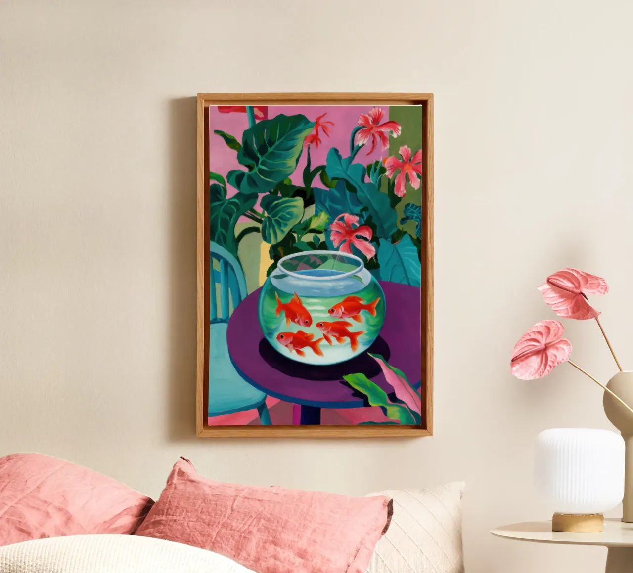 Nocturne Goudvis Stilte canvas met Baklijst van Arcane Lines