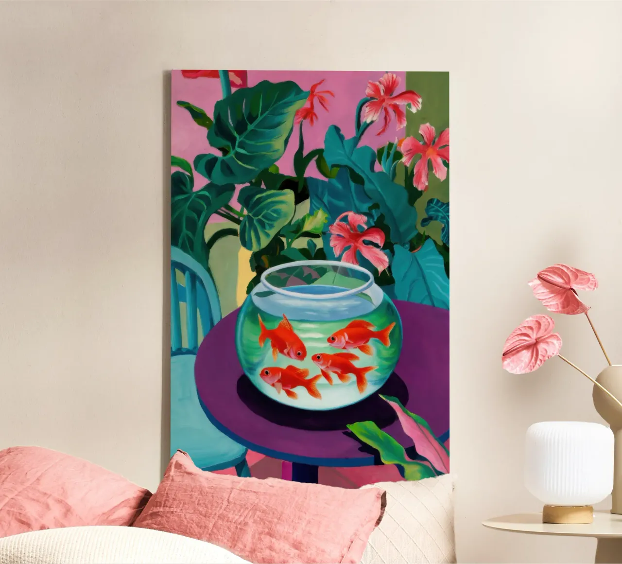 Nocturne Goudvis Stilte canvas met Baklijst van Arcane Lines