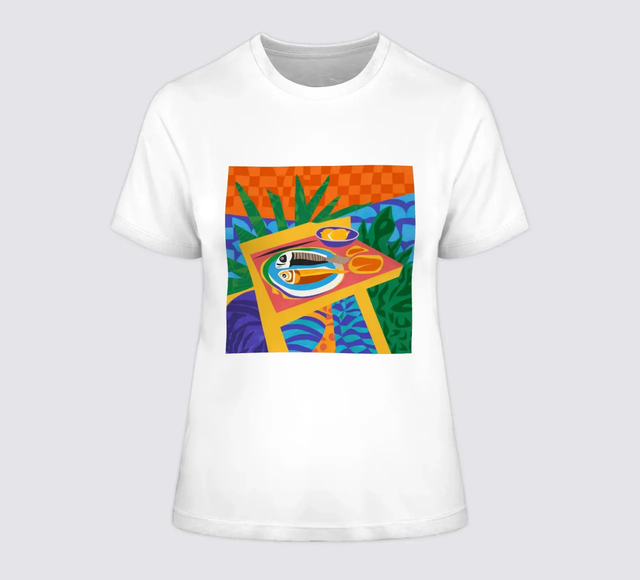 Tableau di sardine al sole t-shirt da donna da Arcane Lines