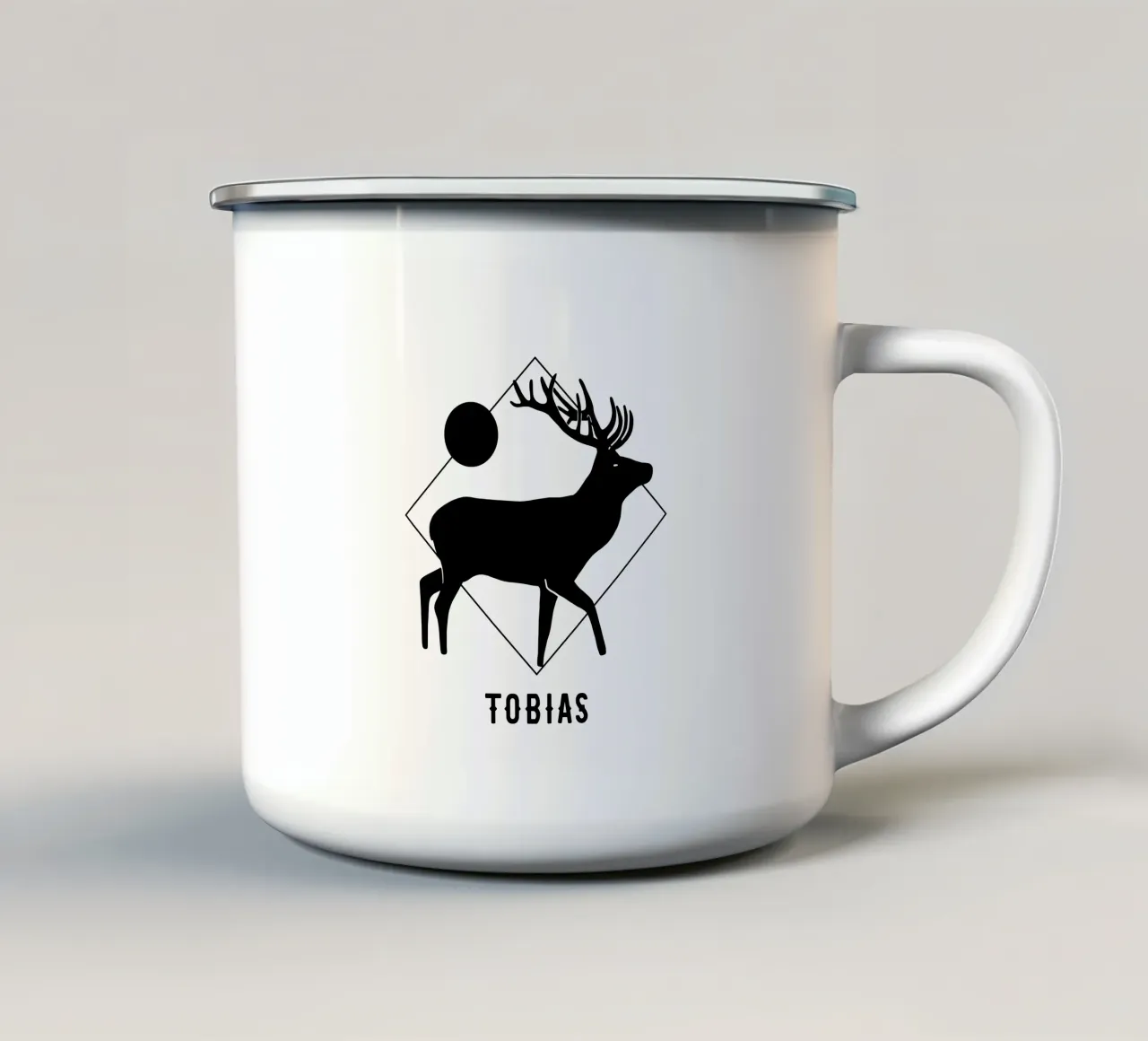 Hirsch geometrisch mit Wunschname tazza in smalto da BAINAI