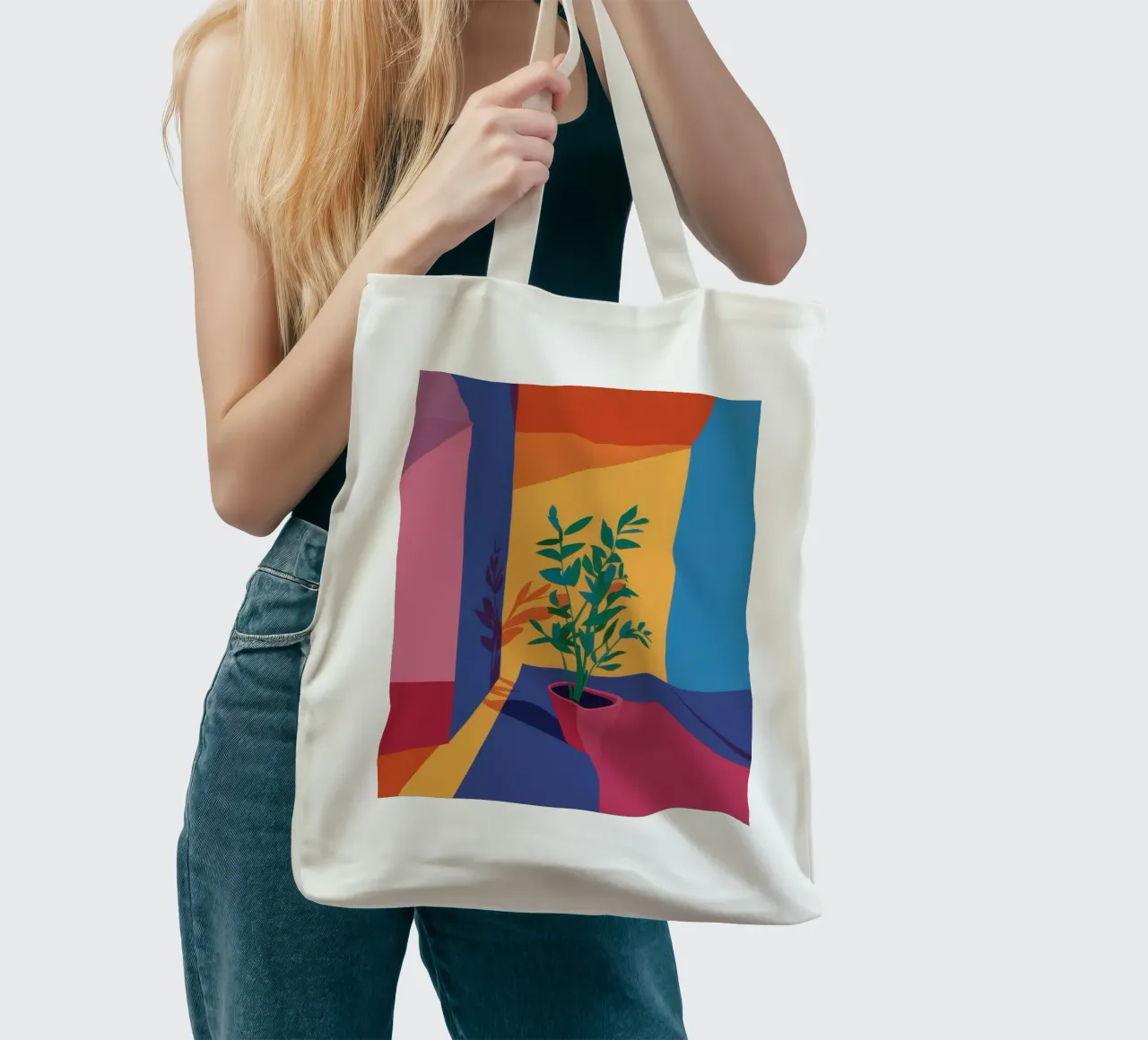 Geometric Sunbeam Plant tote bag by Mossy Pigment