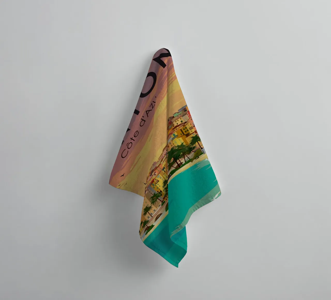 Menton, Cote d'Azur towel by Alexandra Peack