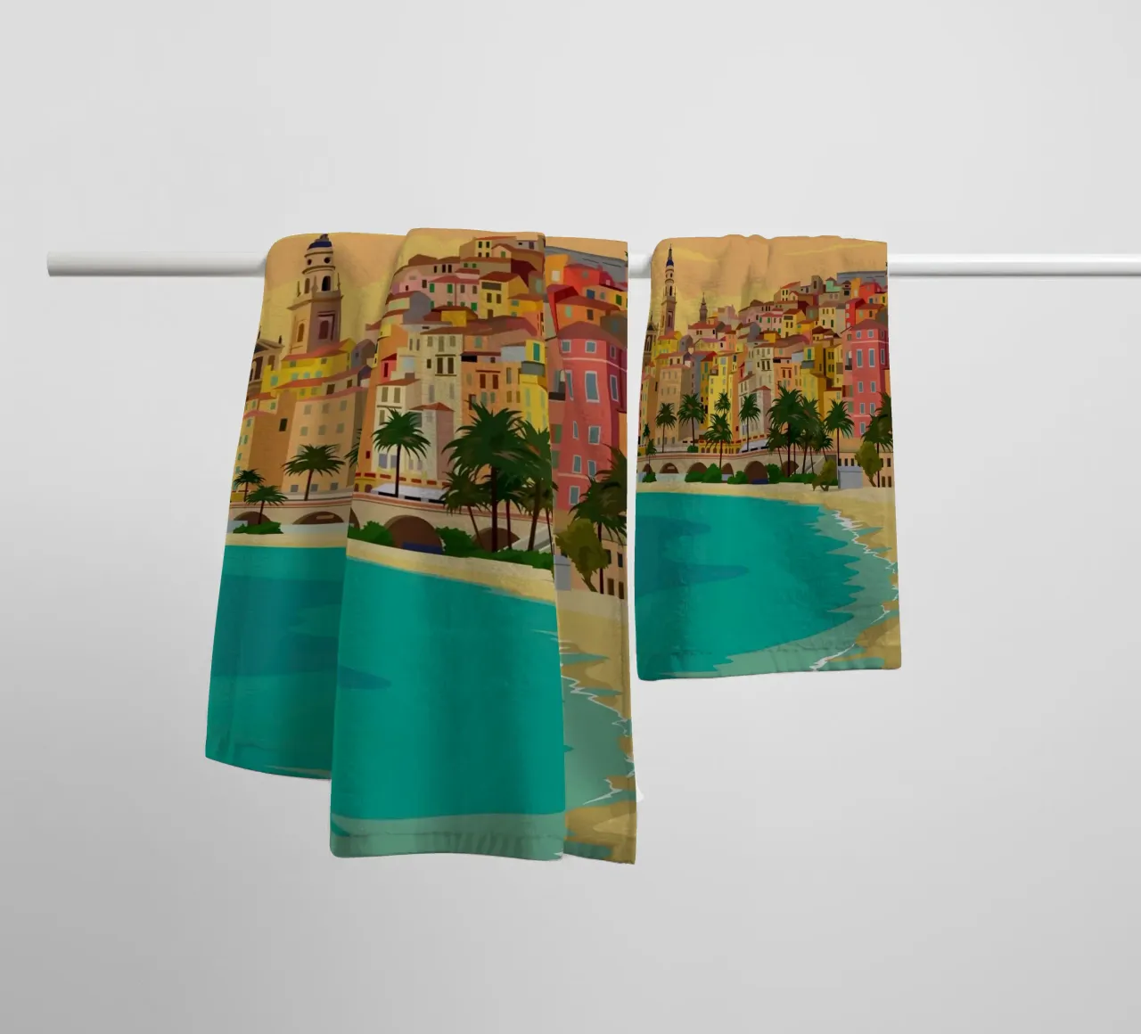Menton, Cote d'Azur towel by Alexandra Peack