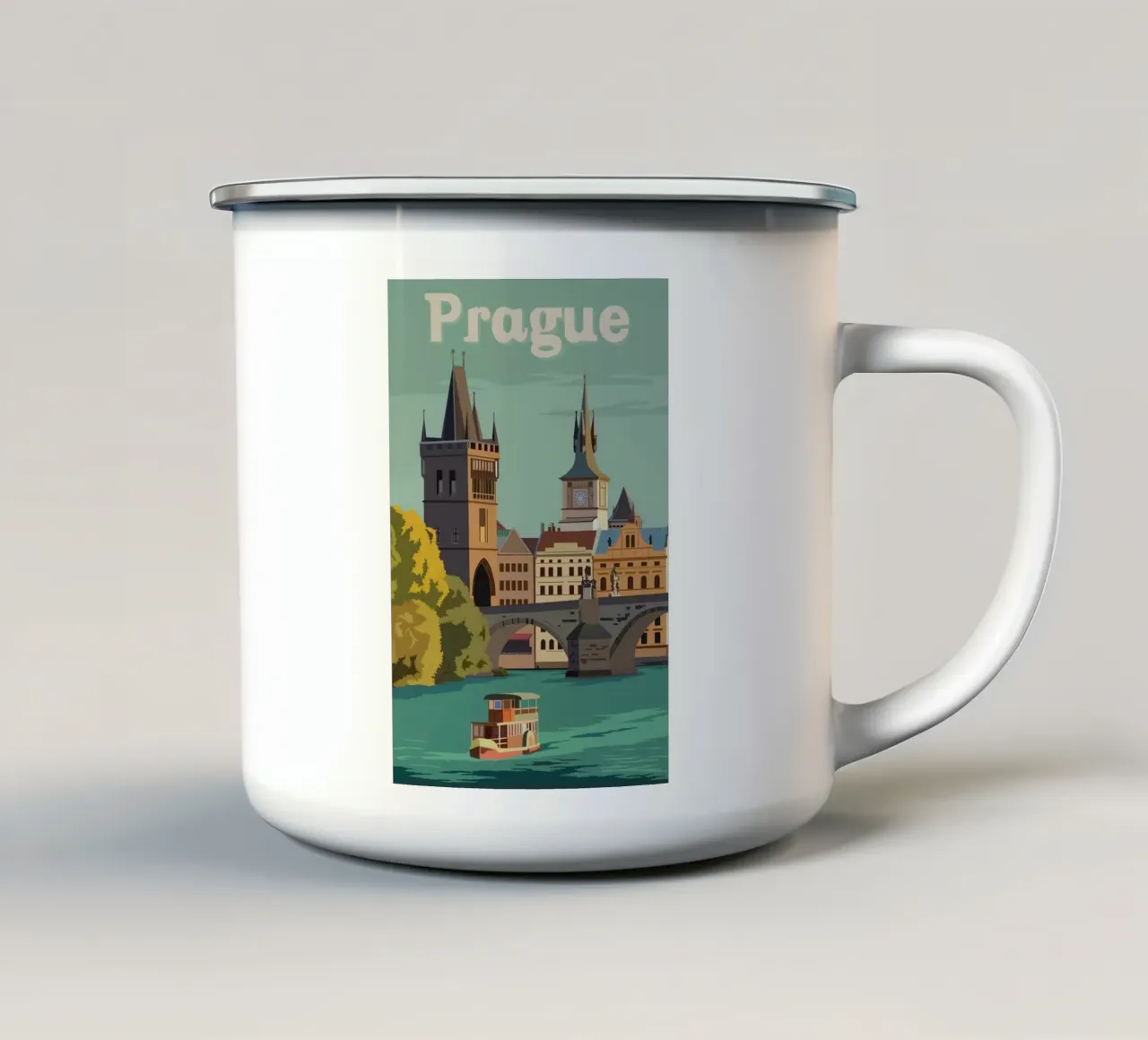 Praga tazza in smalto da Alexandra Peack