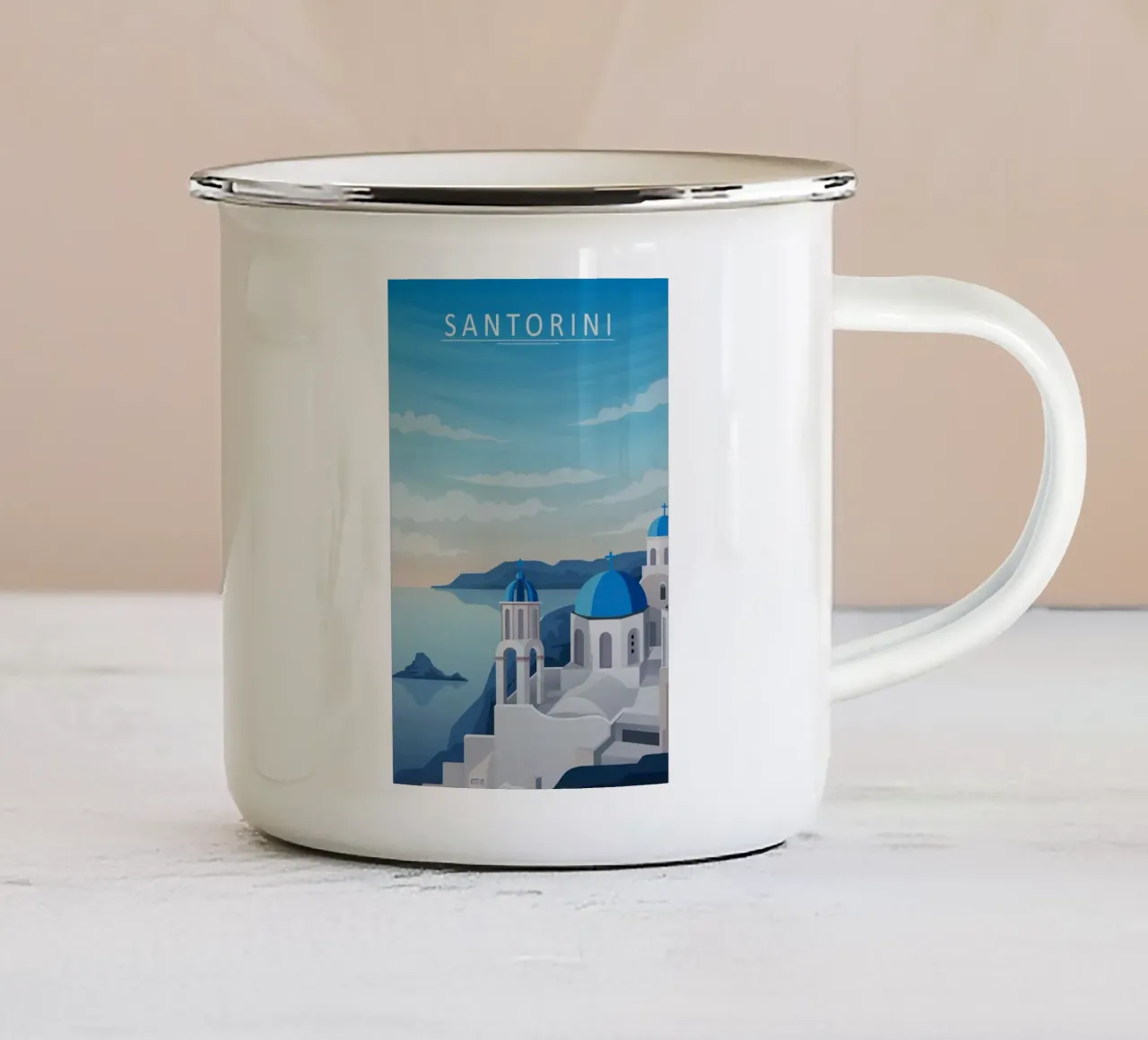 Santorini tazza in smalto da Alexandra Peack