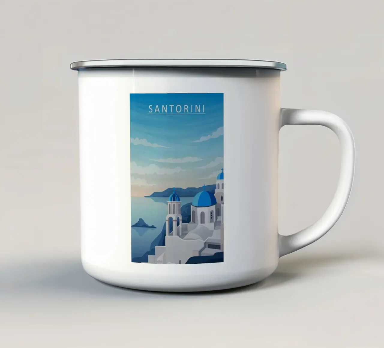 Santorini tazza in smalto da Alexandra Peack