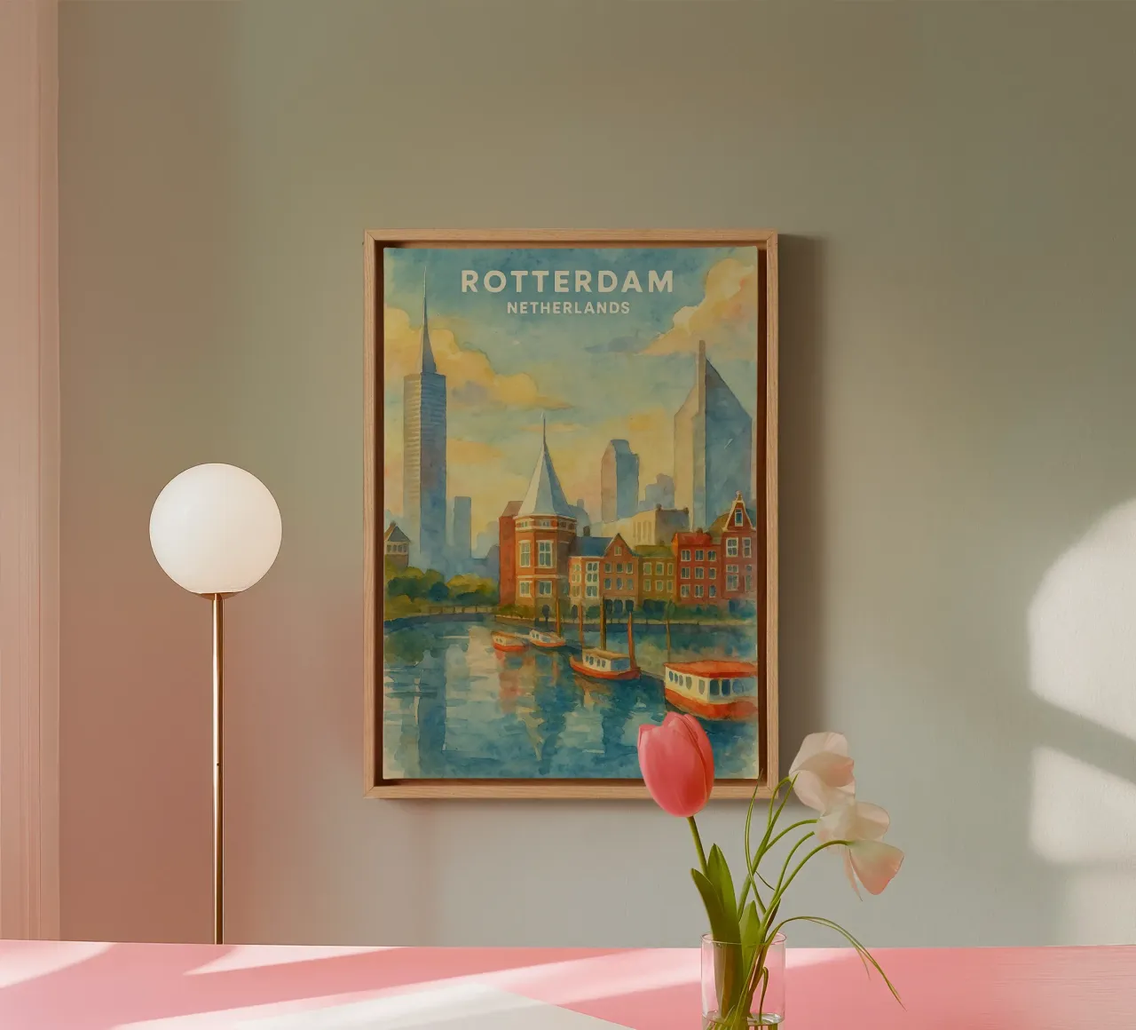 Rotterdam, Netherlands Painting Imagination canvas with Floater frame by onestar