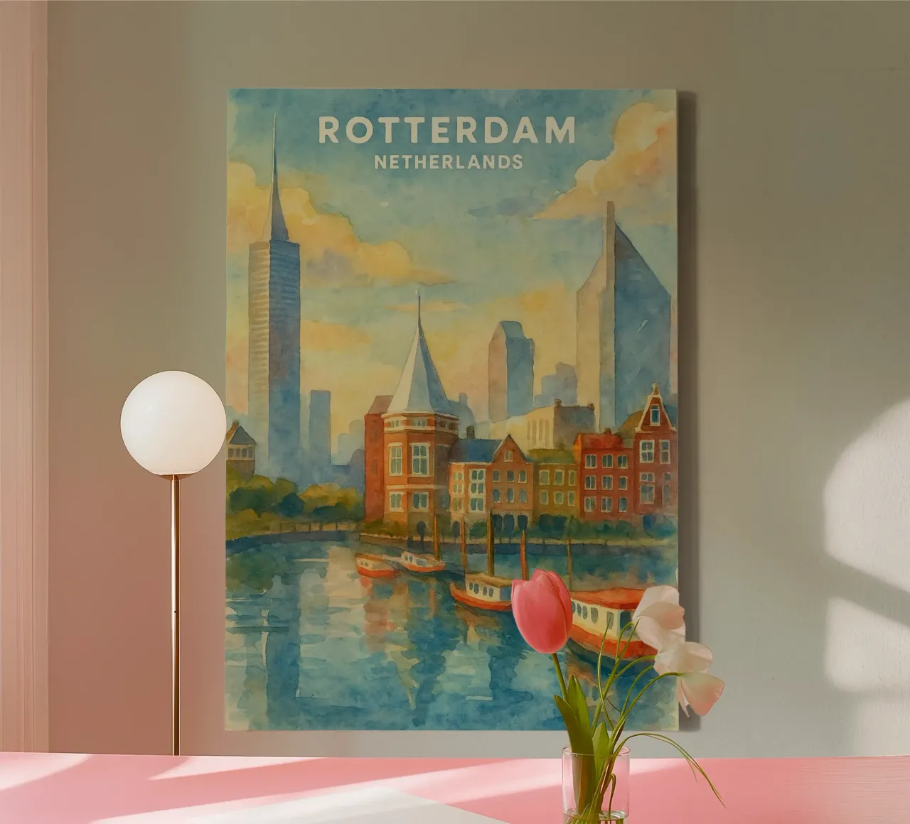 Rotterdam, Netherlands Painting Imagination canvas with Floater frame by onestar