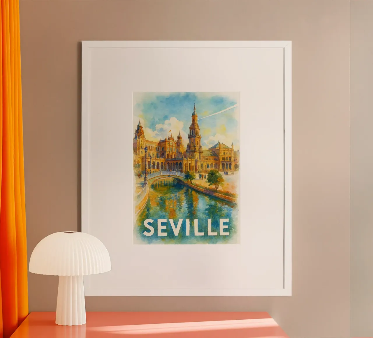Siviglia dipinge l'immaginazione poster con telaio in legno da onestar