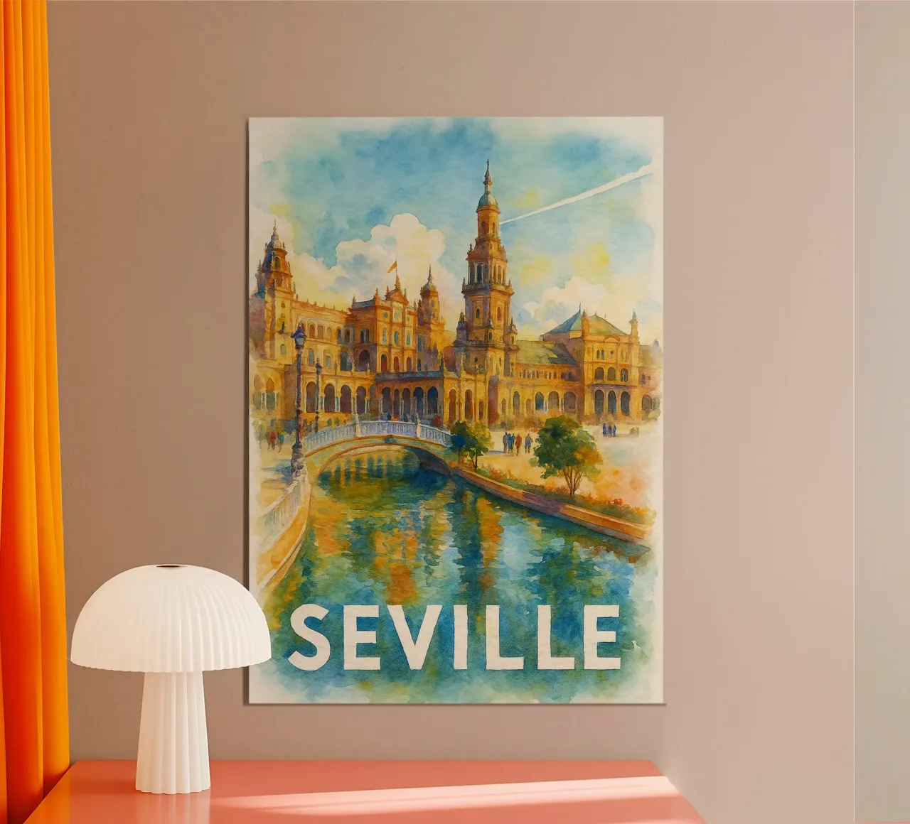Siviglia dipinge l'immaginazione poster con telaio in legno da onestar