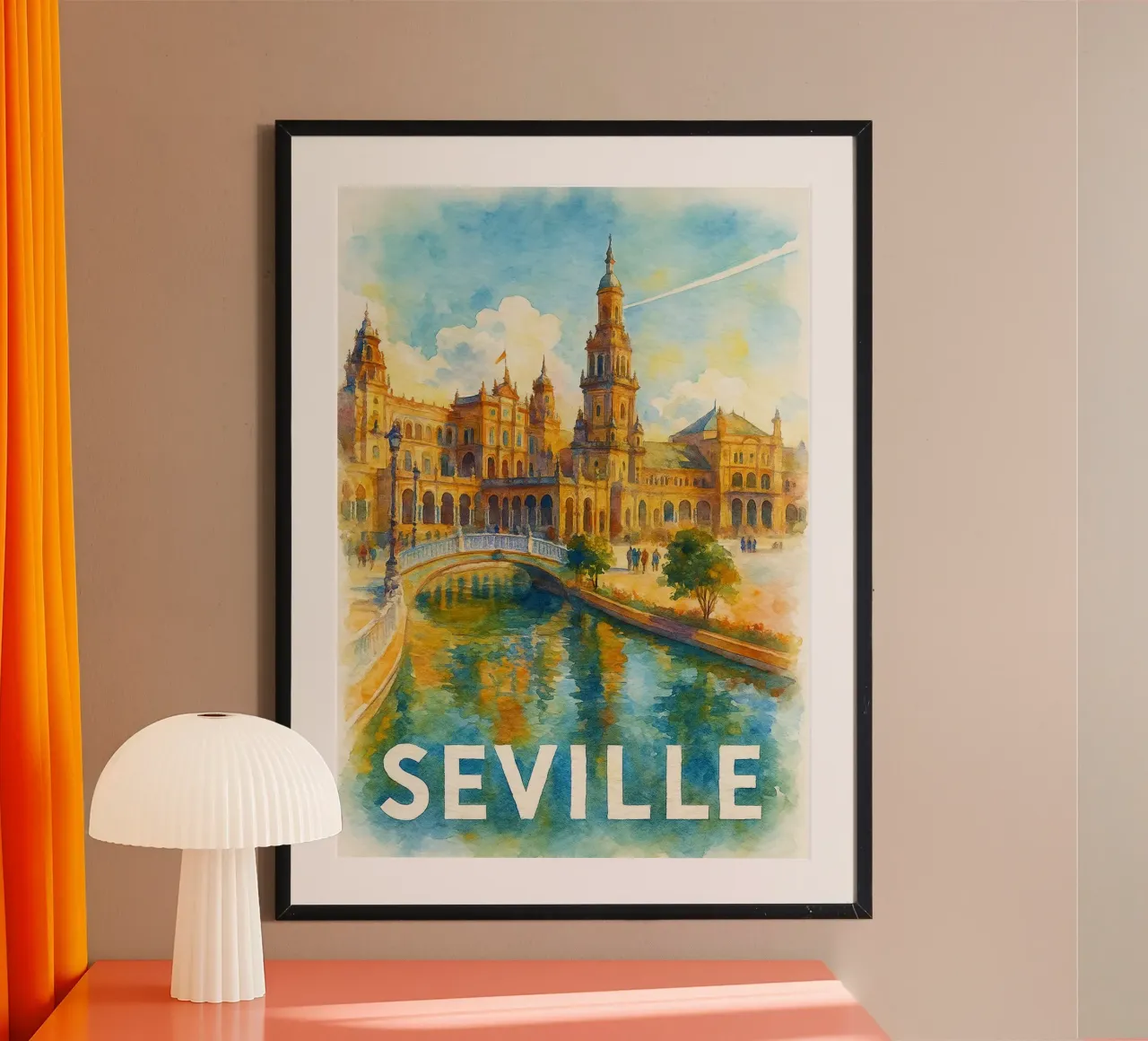 Siviglia dipinge l'immaginazione poster con telaio in legno da onestar