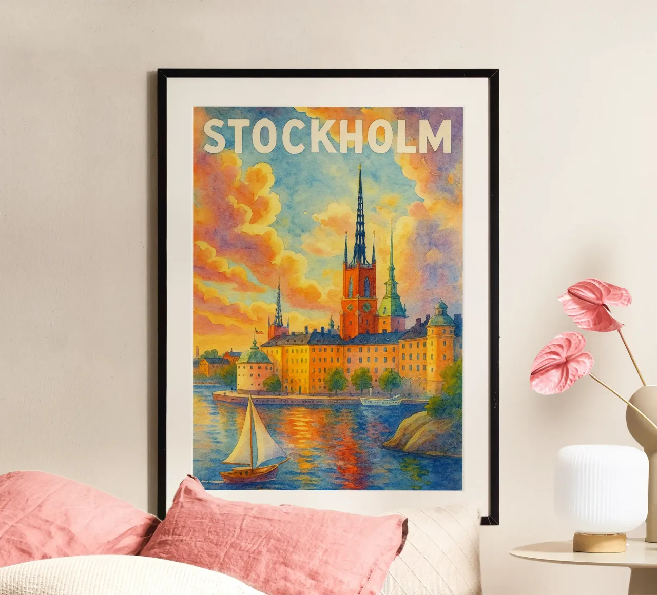 Stoccolma dipinge l'immaginazione poster con telaio in plastica da onestar