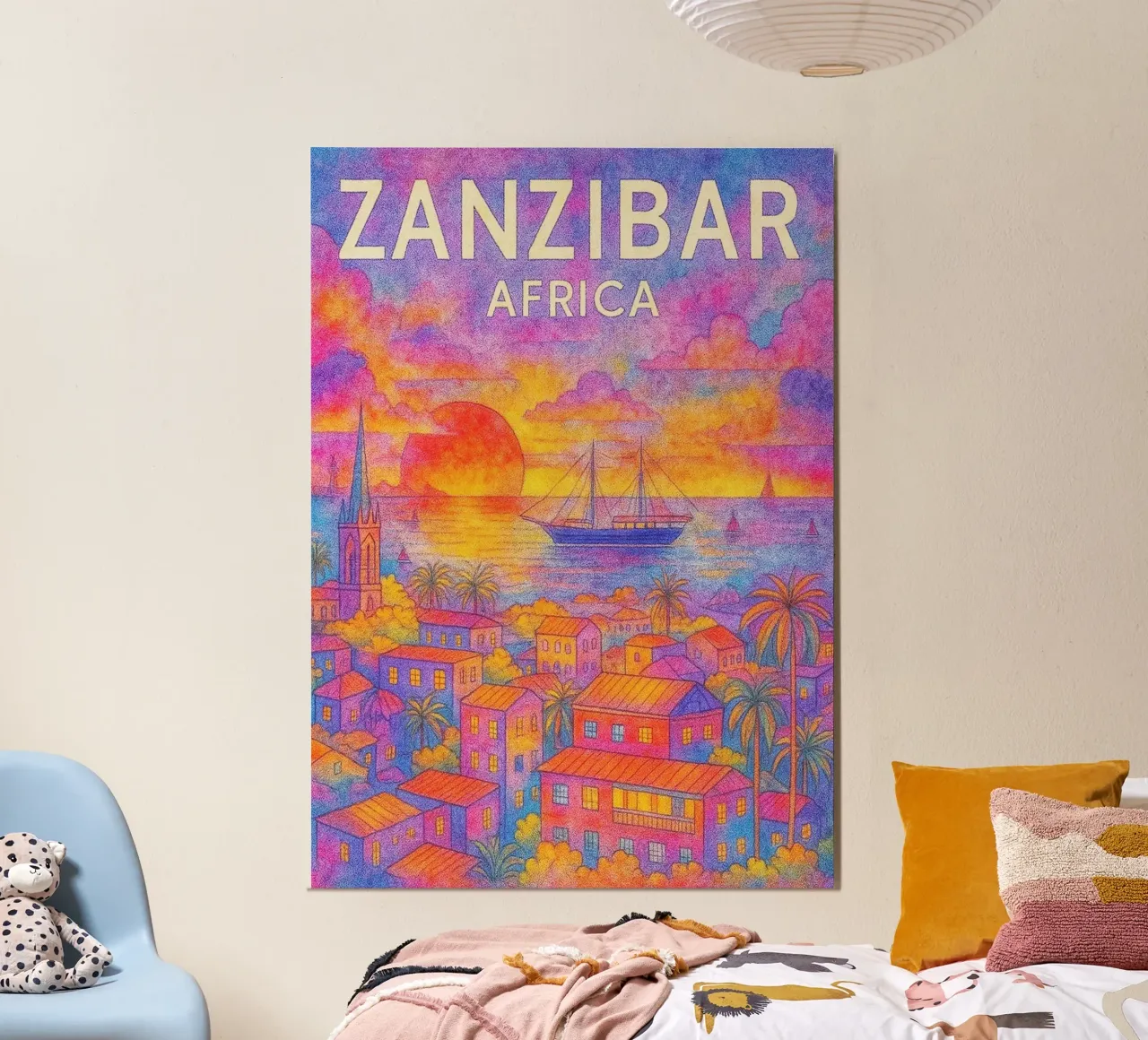 Zanzibar Africa Dipingere l'immaginazione poster con telaio in alluminio da onestar