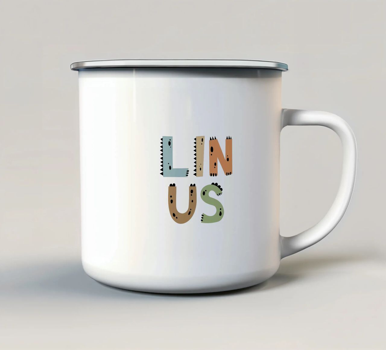 Dino Buchstaben tazza in smalto da Kartenliebe