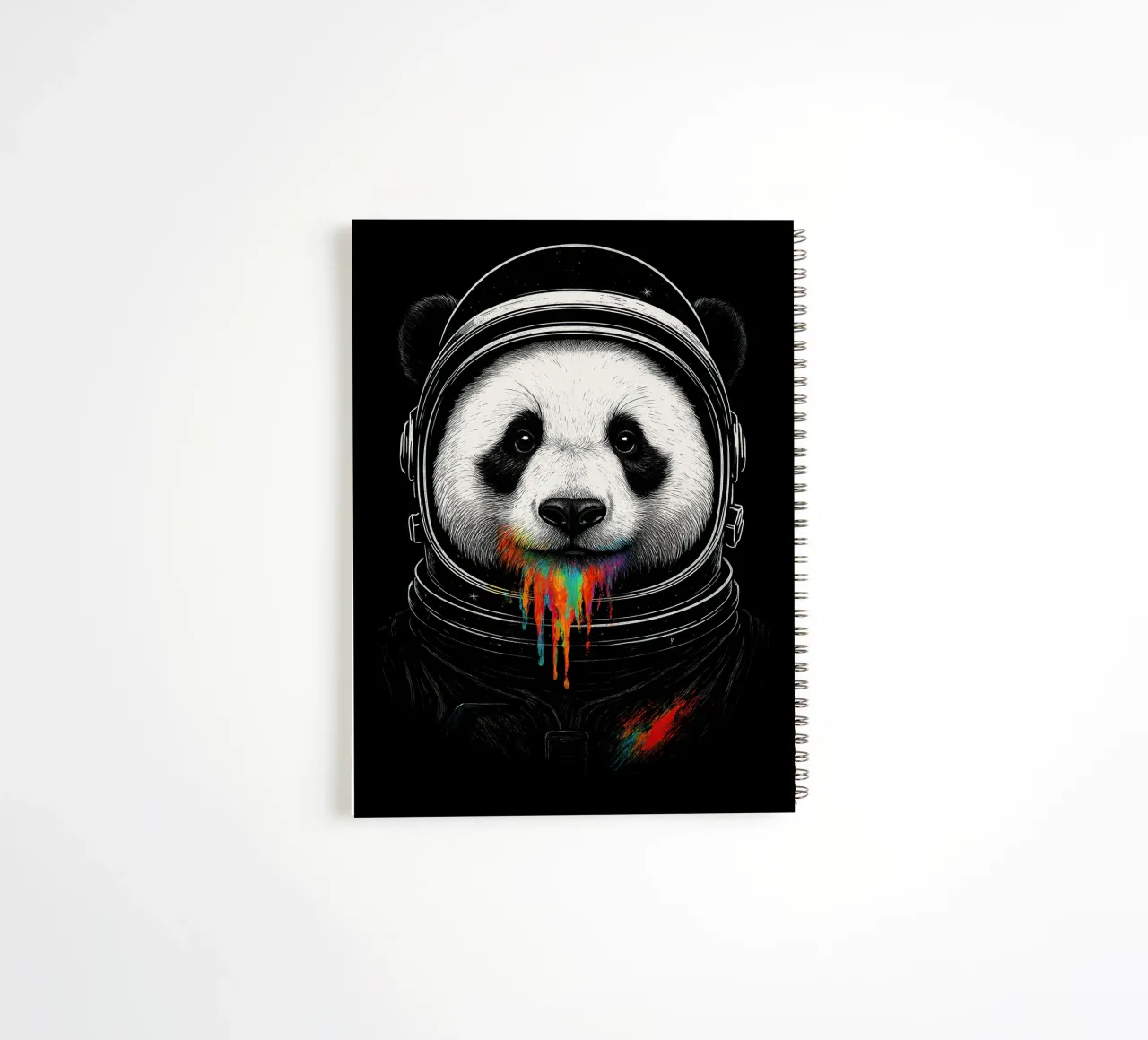Cosmic Panda Drip spiral notebook by BadrBrand