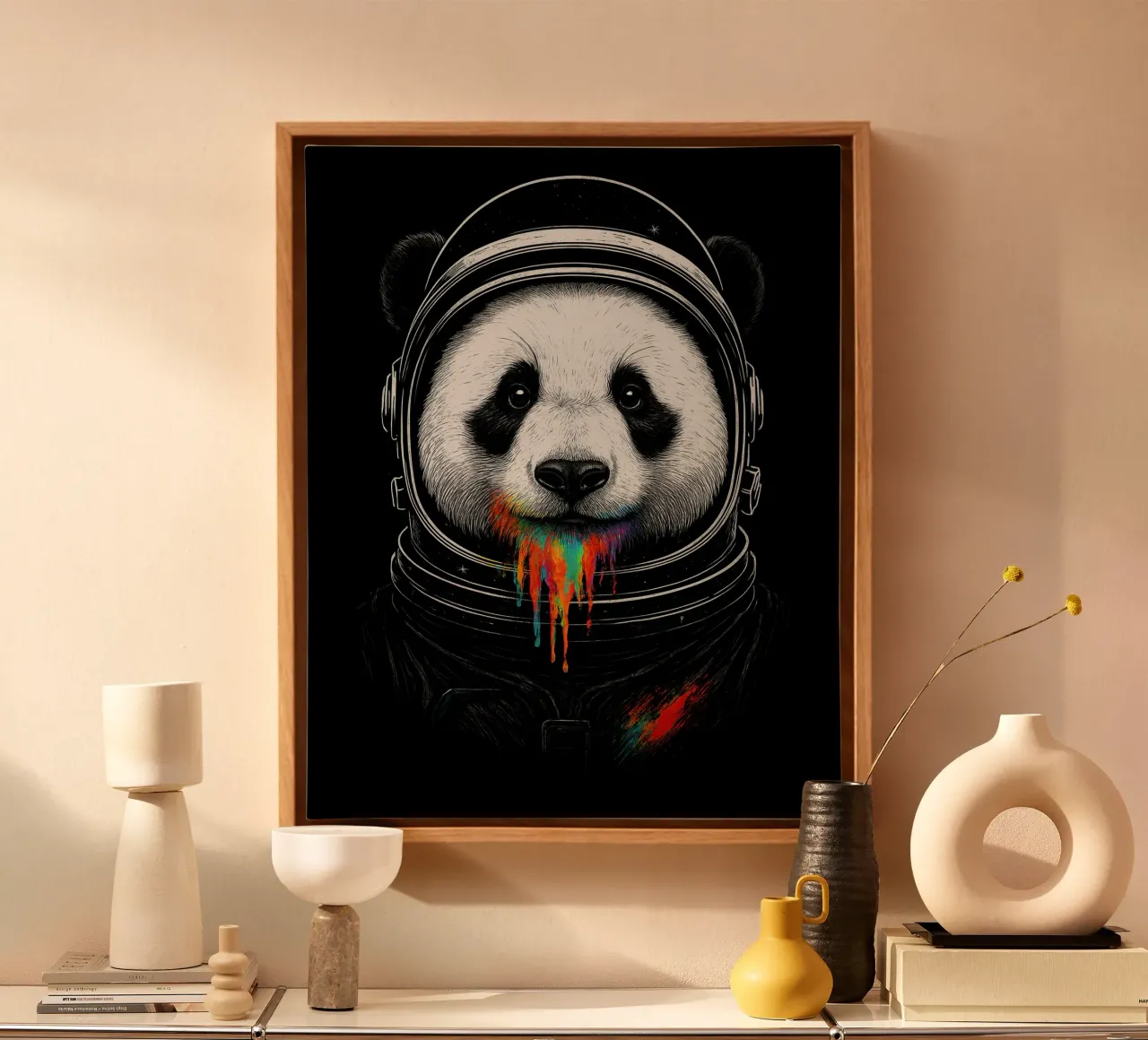 Cosmic Panda Drip canvas by BadrBrand
