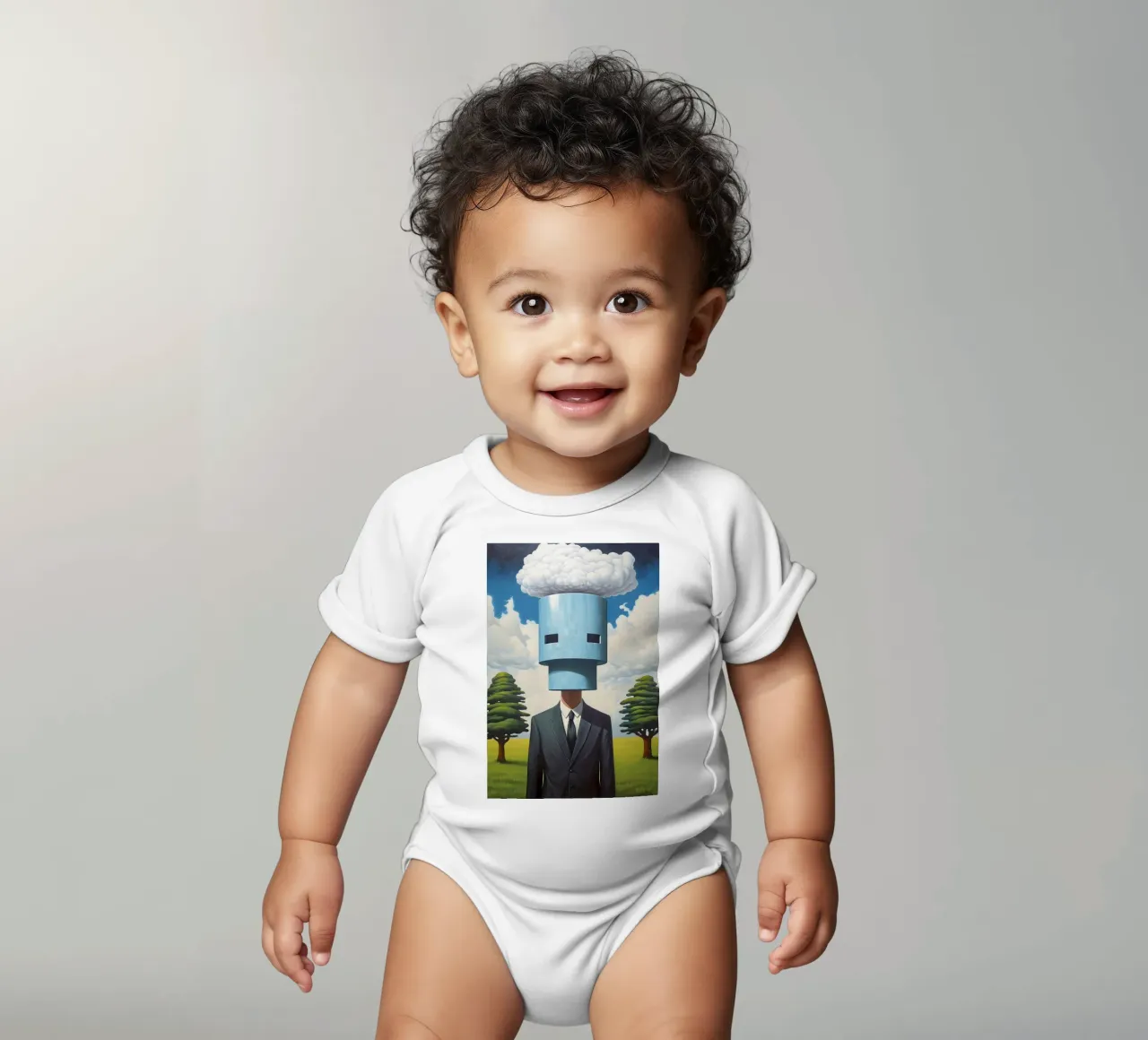 The Thinker 2.0 short-sleeve baby romper by LUCID LAYERS