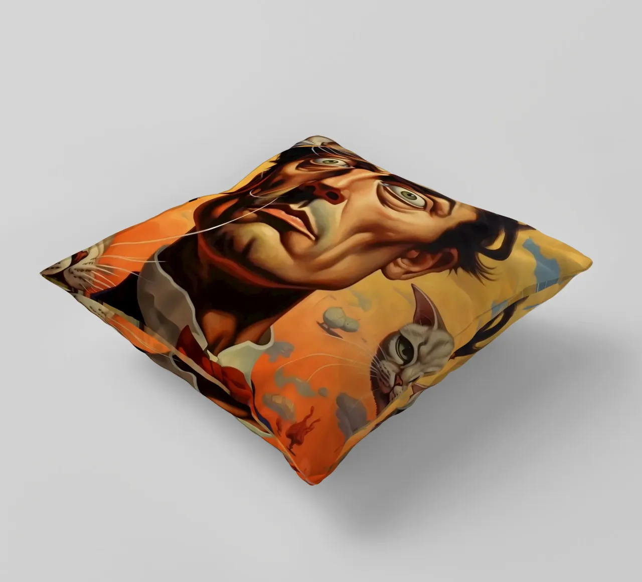 Dali’s Dream of Cats decorative cushion by LUCID LAYERS