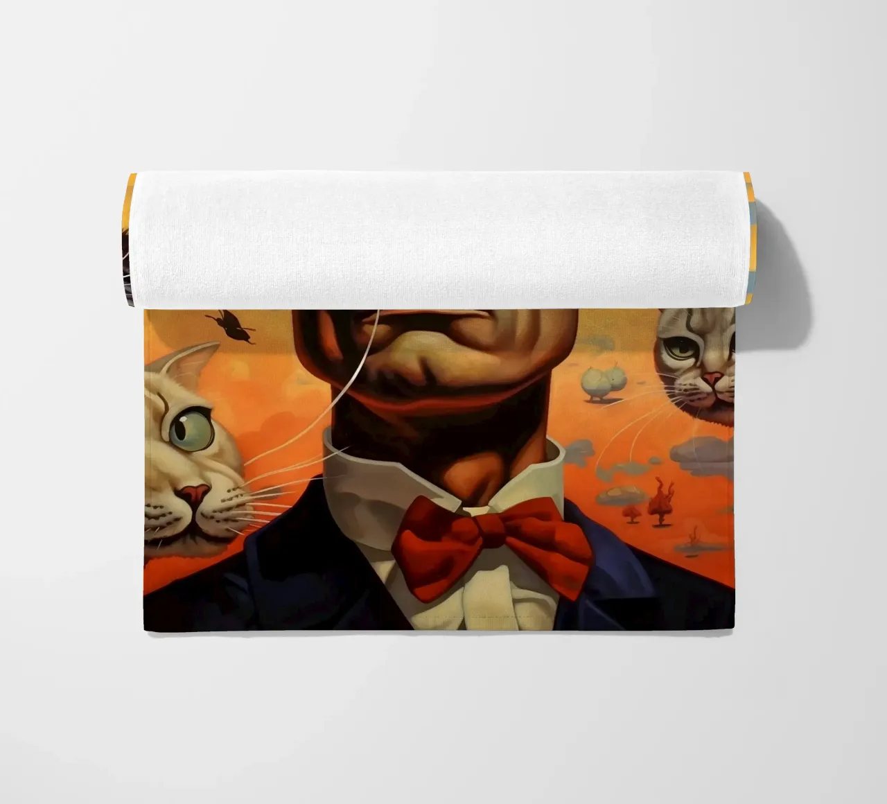 Dali’s Dream of Cats beach towel by LUCID LAYERS