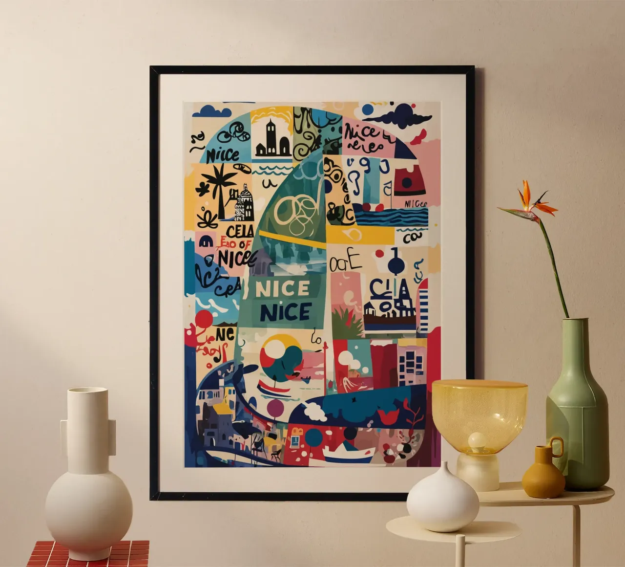 "Nice Abstract Collage: Artistic Ode to the Côte d'Azur hahnemühle by Couleursdusud