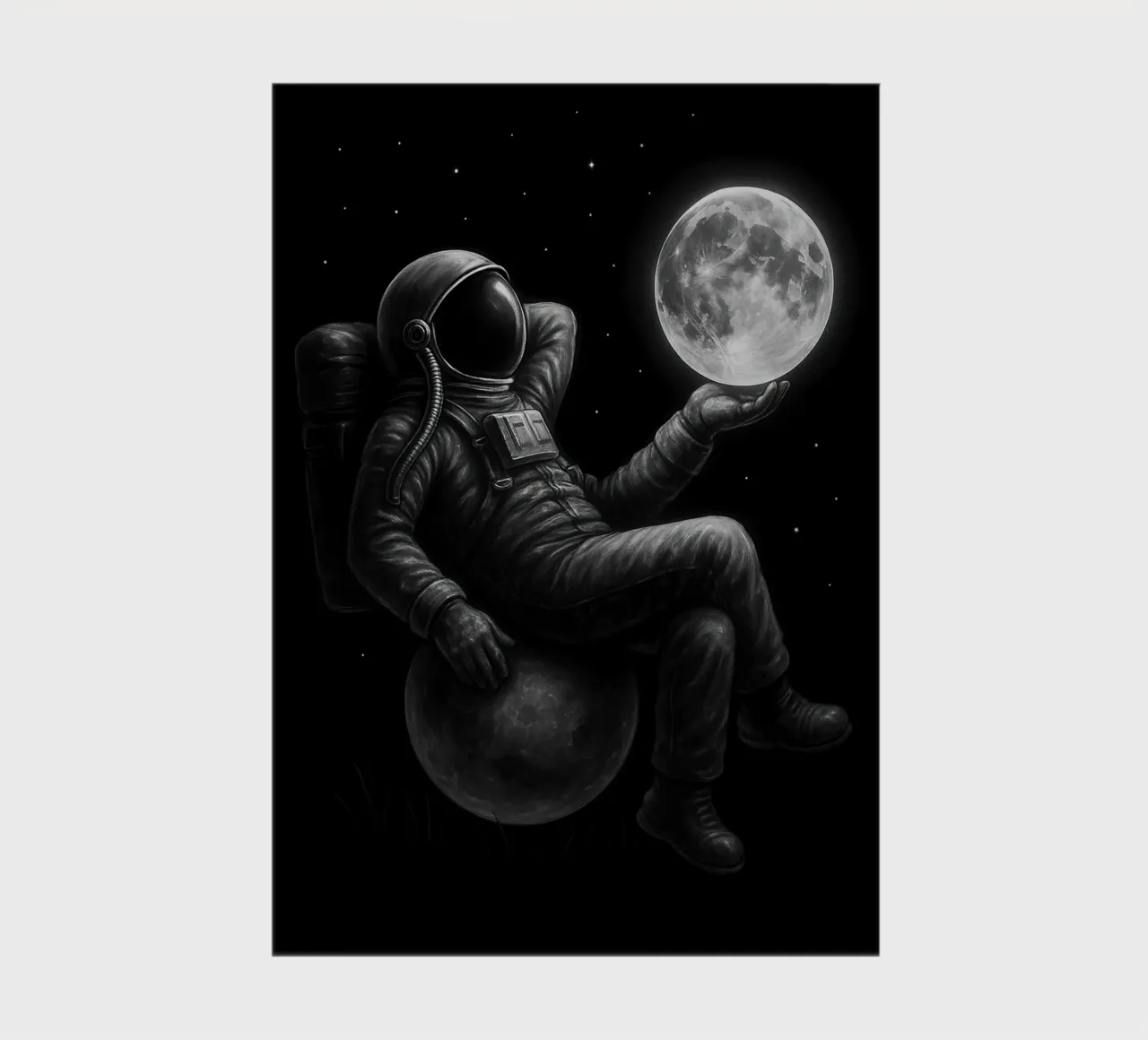 Contemplative Astronaut Holding the Moon notebook by BadrBrand