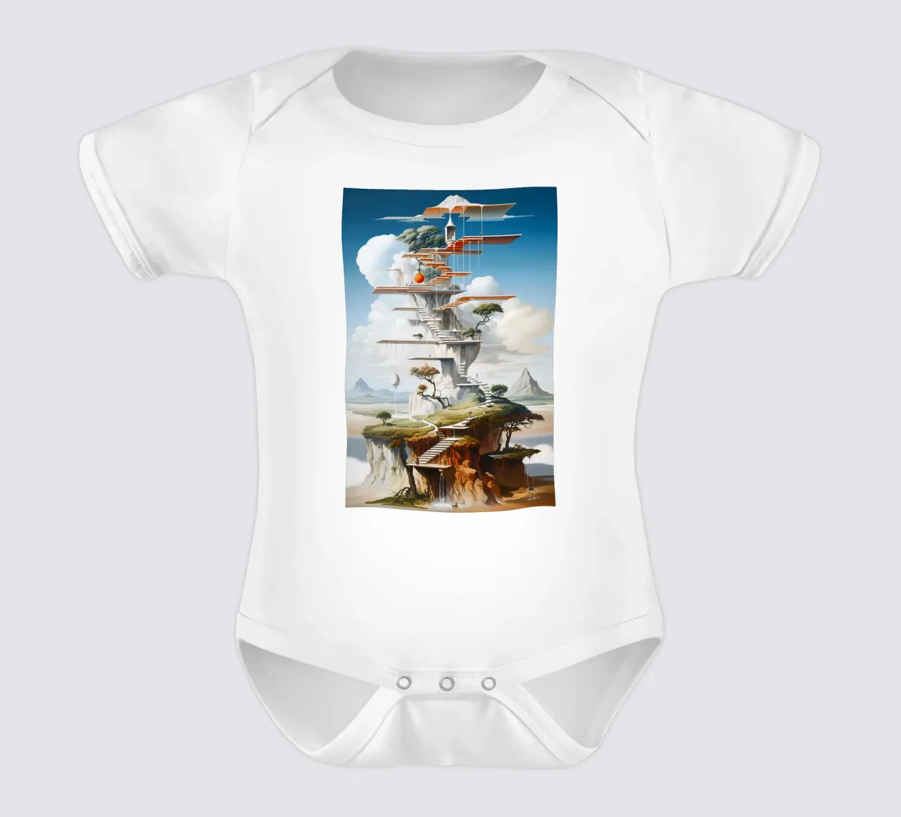 Terraces of Thought short-sleeve baby romper by LUCID LAYERS