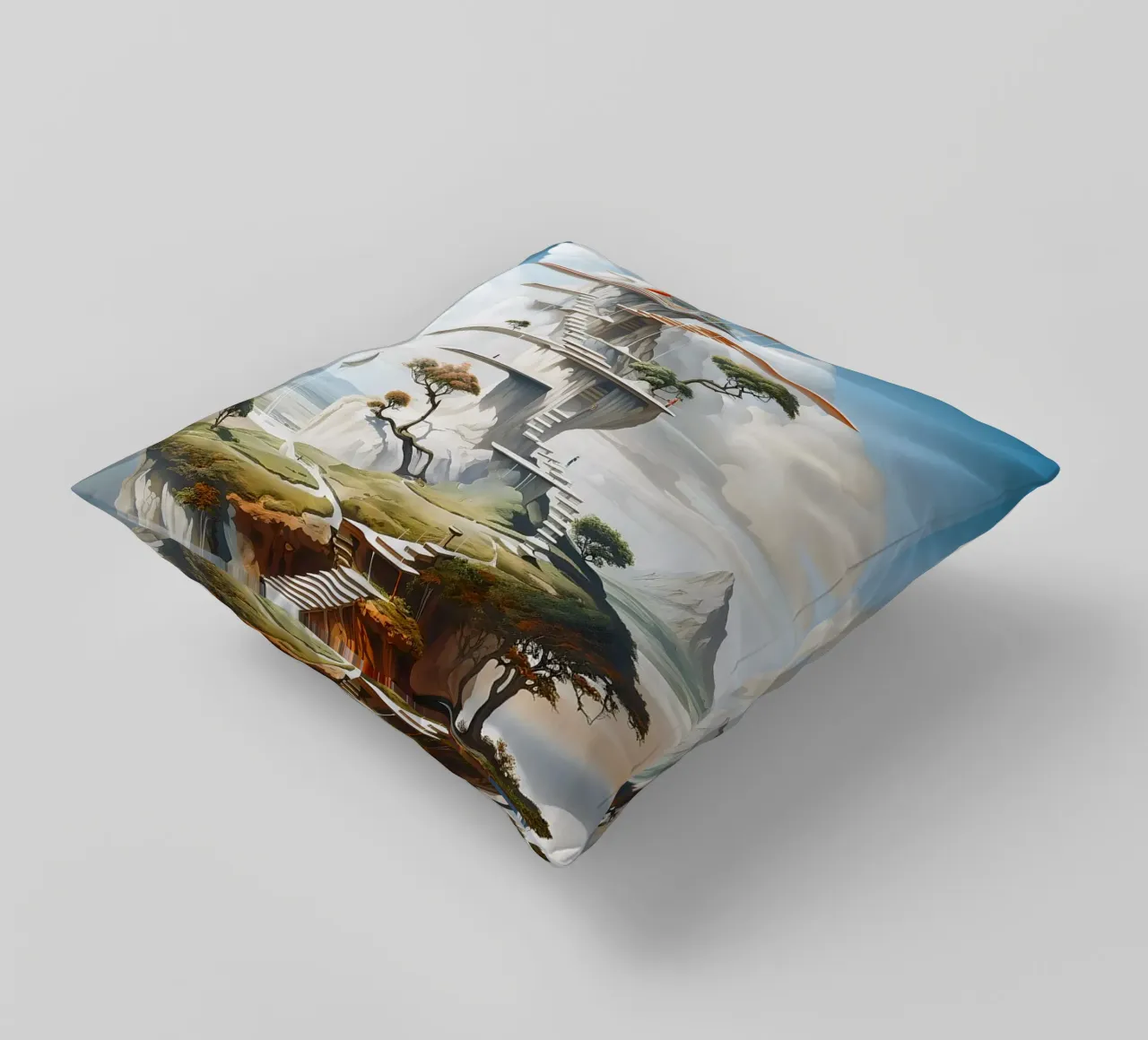 Terraces of Thought decorative cushion by LUCID LAYERS