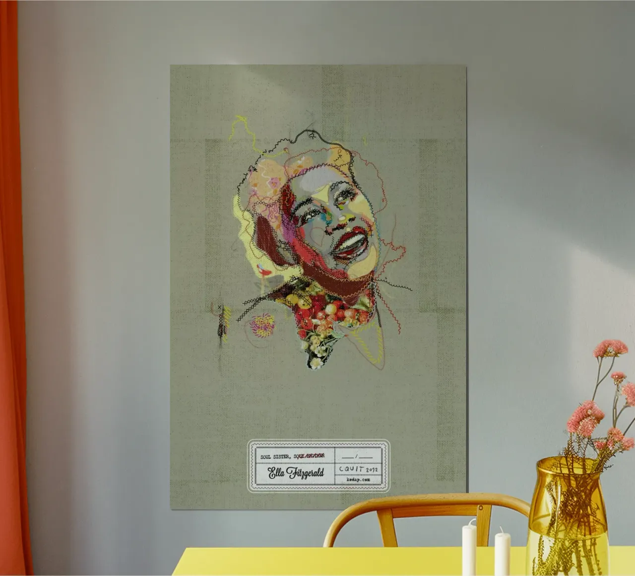 Ella Portrait poster con telaio in legno da Carlos Quitério