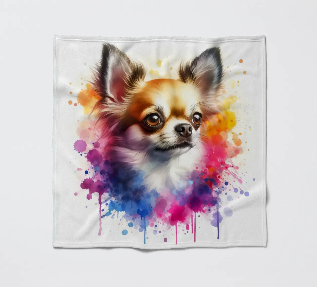 Ritratto di chihuahua ad acquerello coperta in pile da 🥝 KIWI STORE