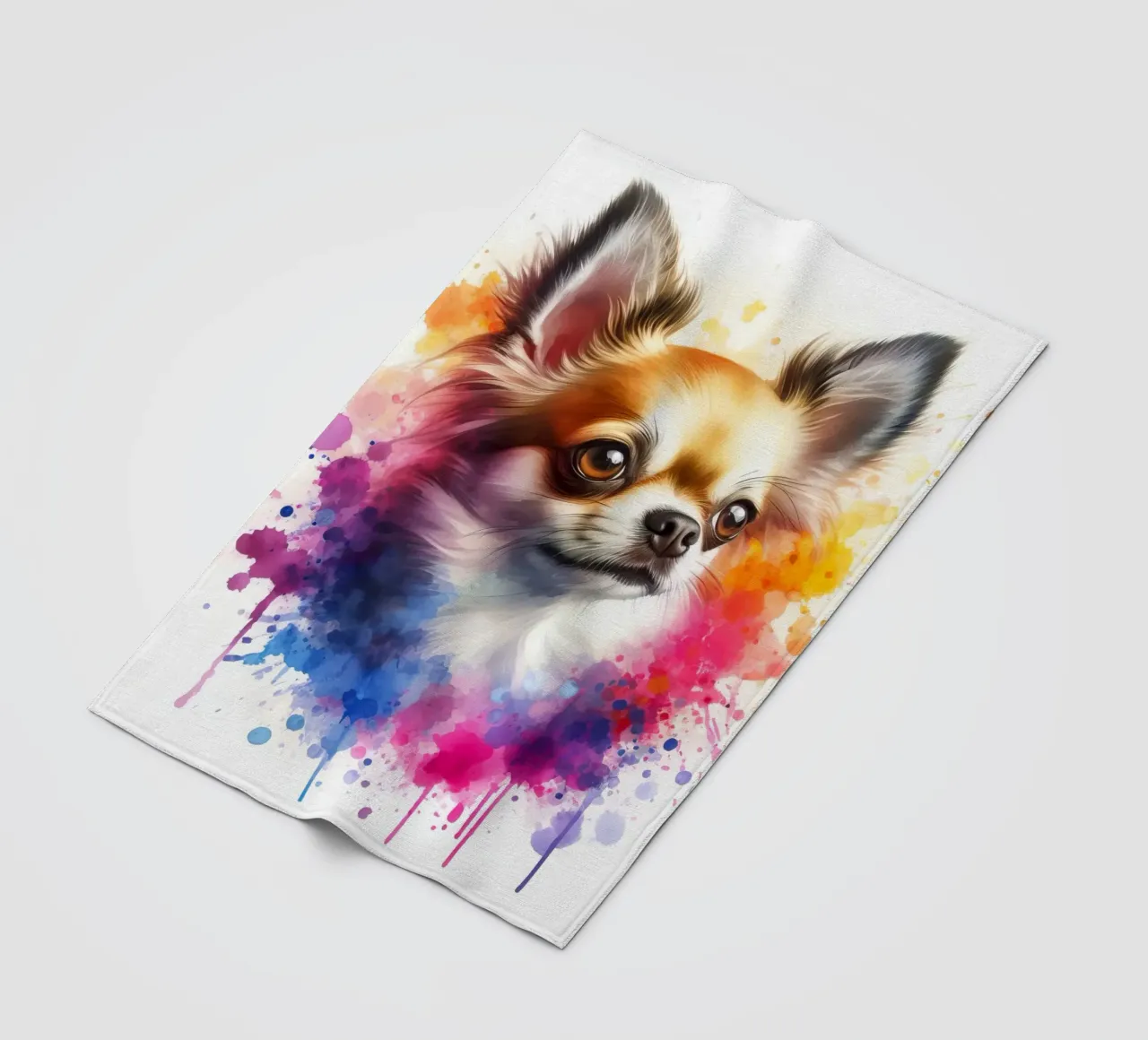 Ritratto di chihuahua ad acquerello coperta in pile da 🥝 KIWI STORE