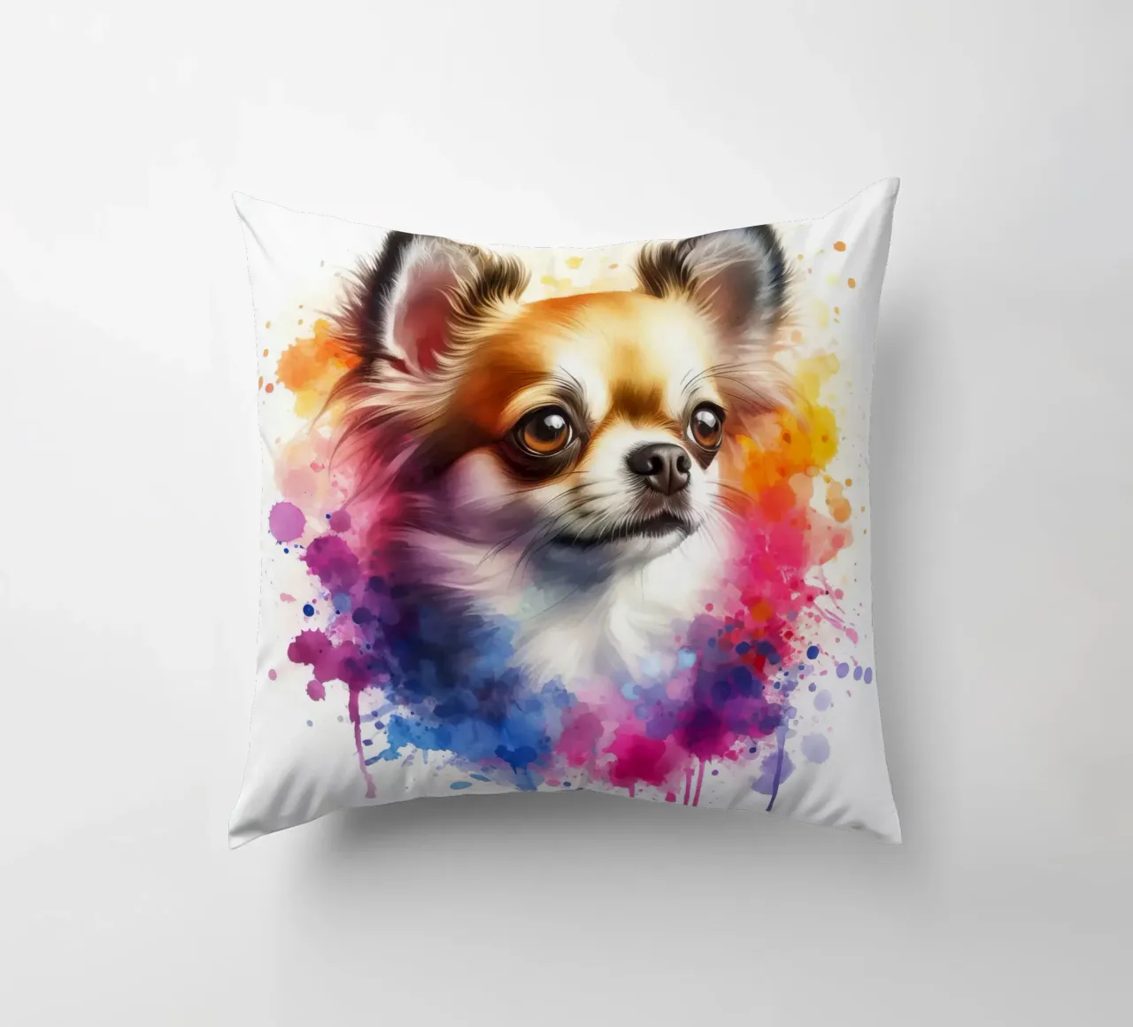 Ritratto di chihuahua ad acquerello cuscino da 🥝 KIWI STORE