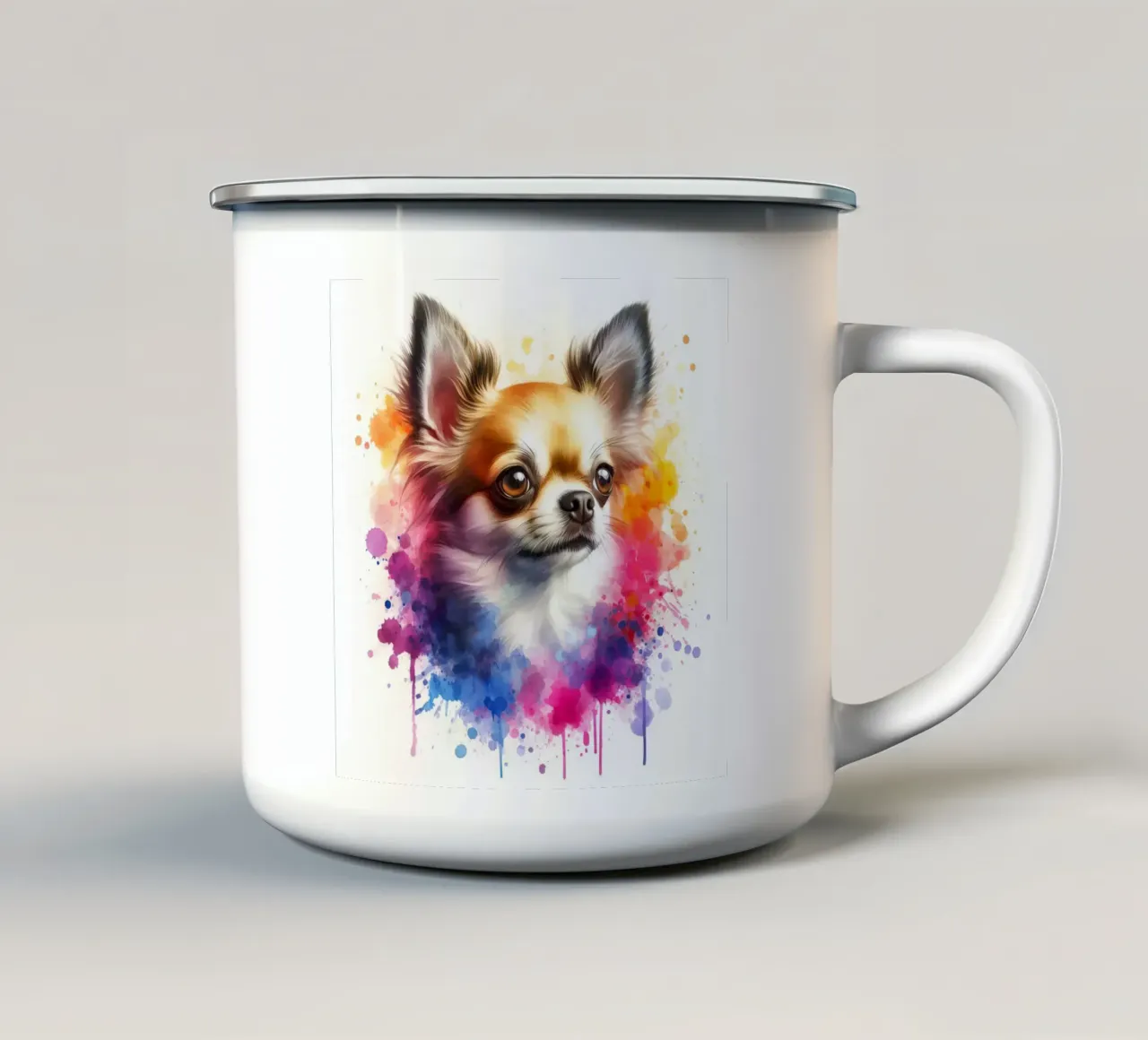 Ritratto di chihuahua ad acquerello tazza in smalto da 🥝 KIWI STORE