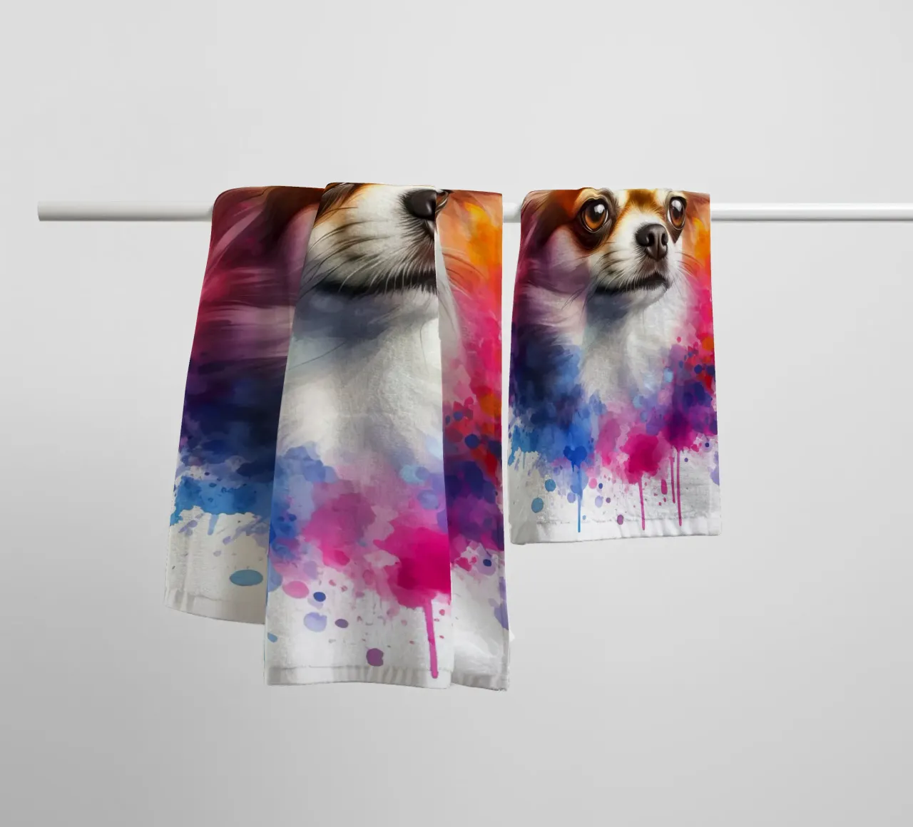 Ritratto di chihuahua ad acquerello asciugamano da bagno da 🥝 KIWI STORE